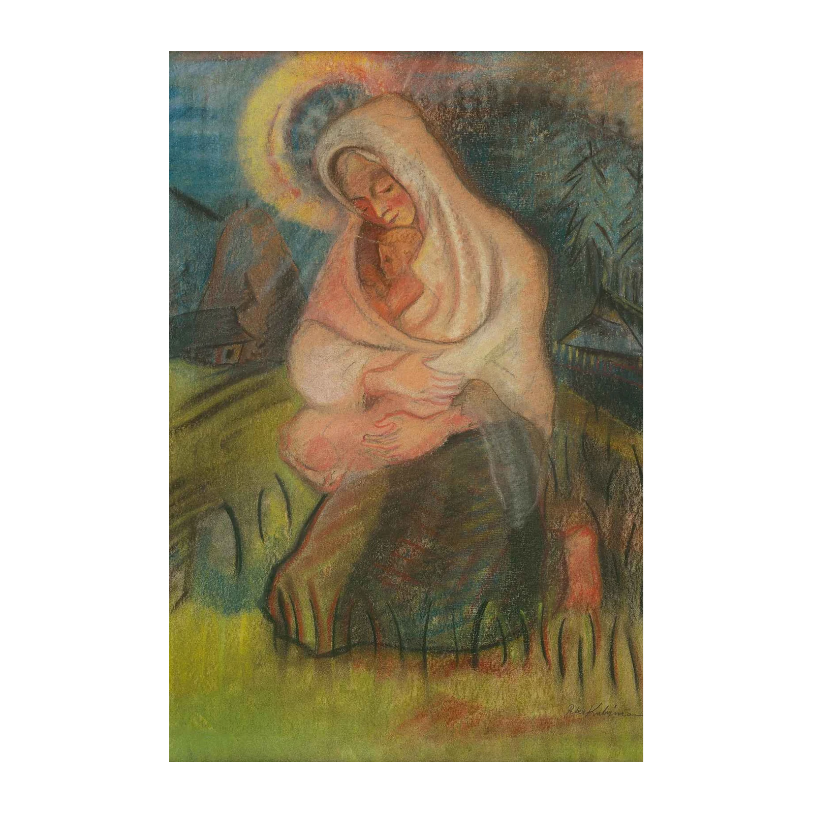 Madonna and Child Pastel Art Wall Art