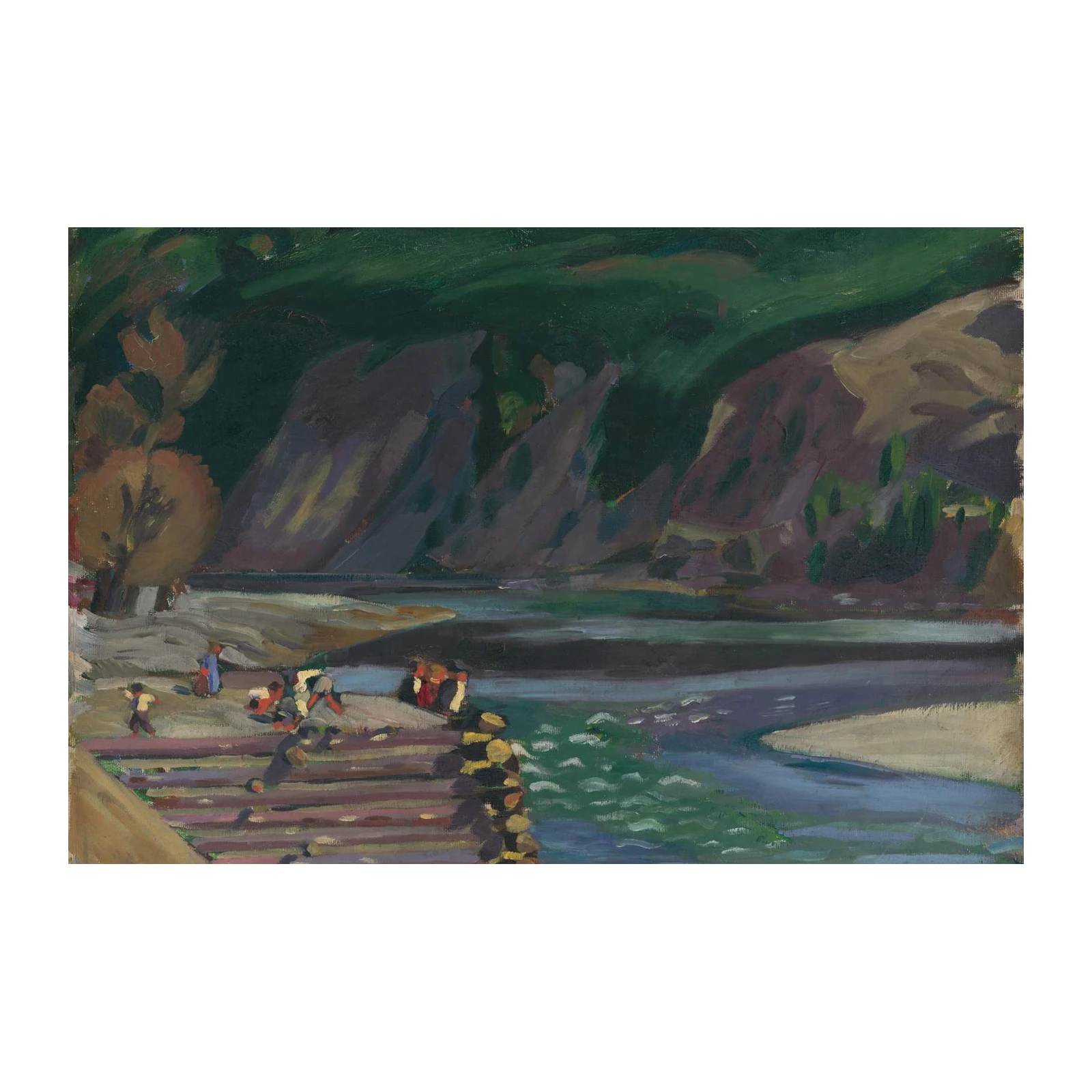 Vibrant Riverside Activity Wall Art