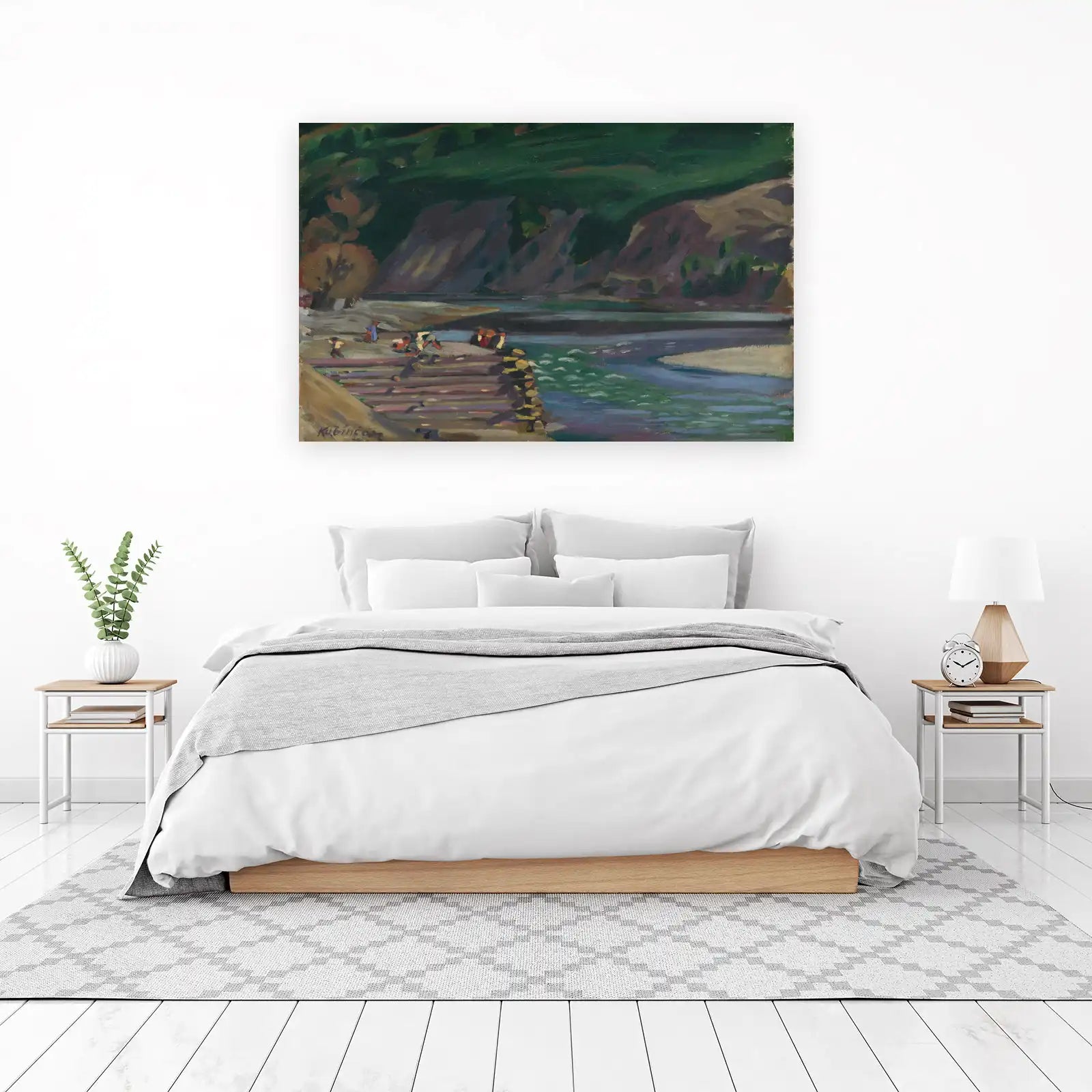 Vibrant Riverside Activity Wall Art