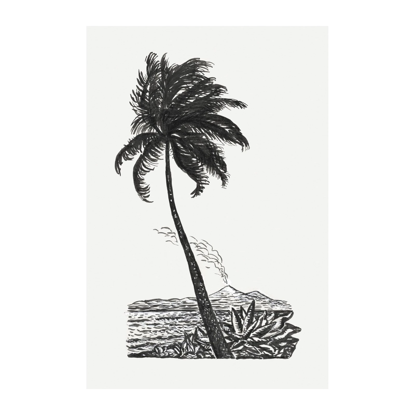 Tropical Palm Volcano Landscape Wall Art
