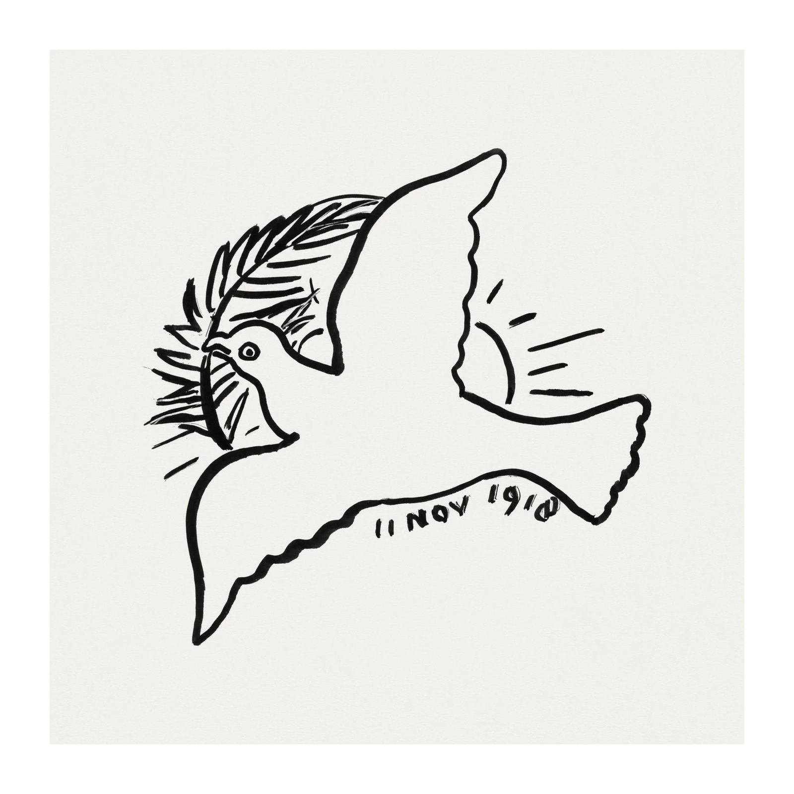 Vintage Dove of Peace Black and White Wall Art