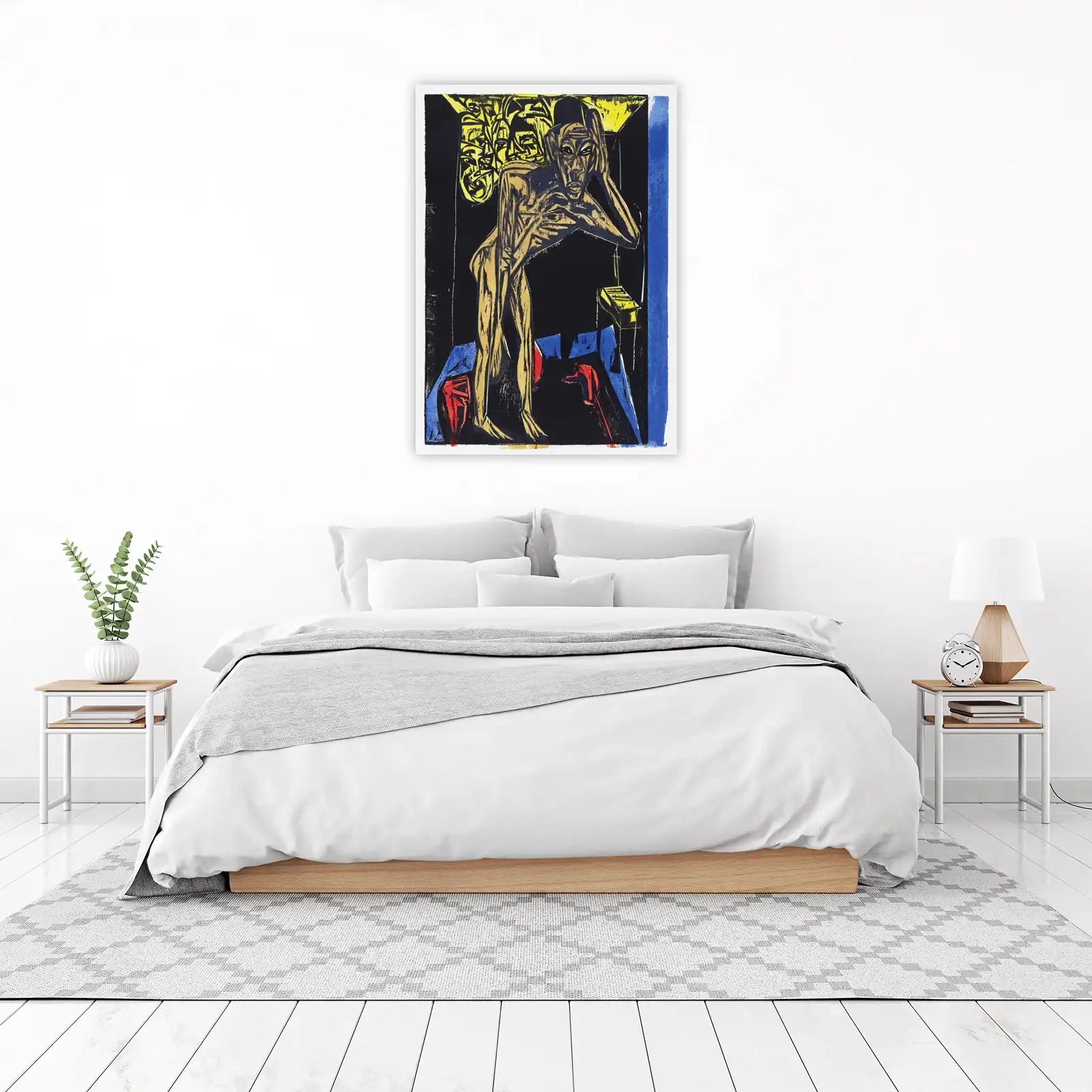 Expressionist Figure Yellow Blue Red Wall Art