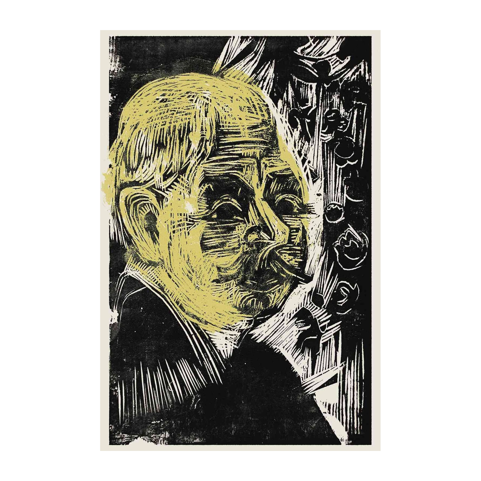 Expressionist Portrait Yellow & Black Wall Art