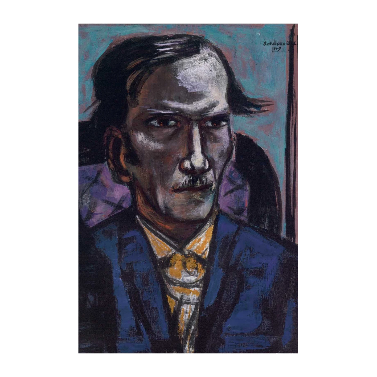 Intense Portrait Study in Blue Suit Wall Art