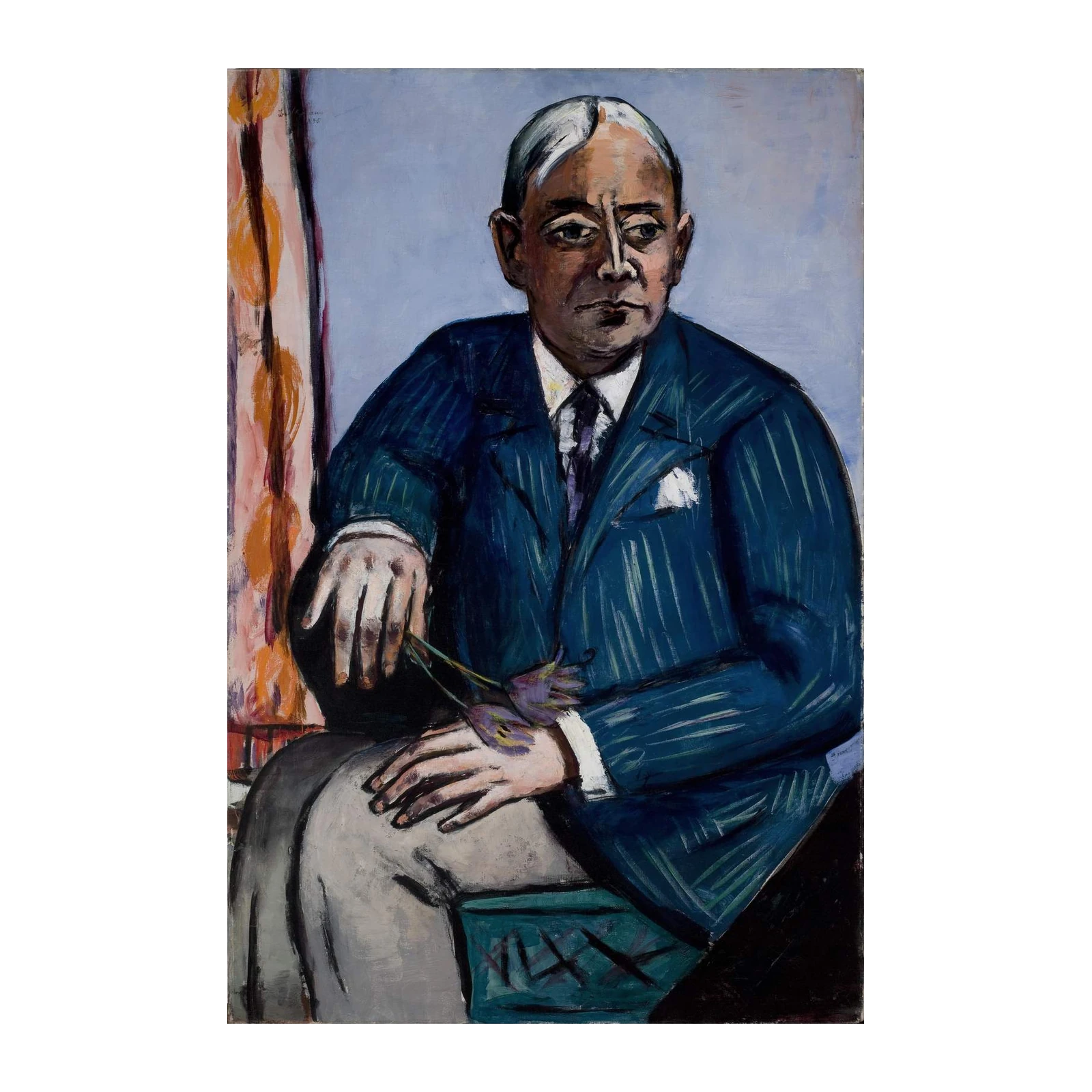 Elegant Man Portrait Blue Suit Wall Art