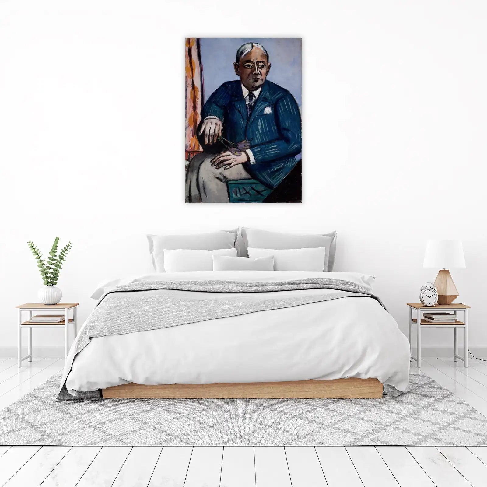 Elegant Man Portrait Blue Suit Wall Art