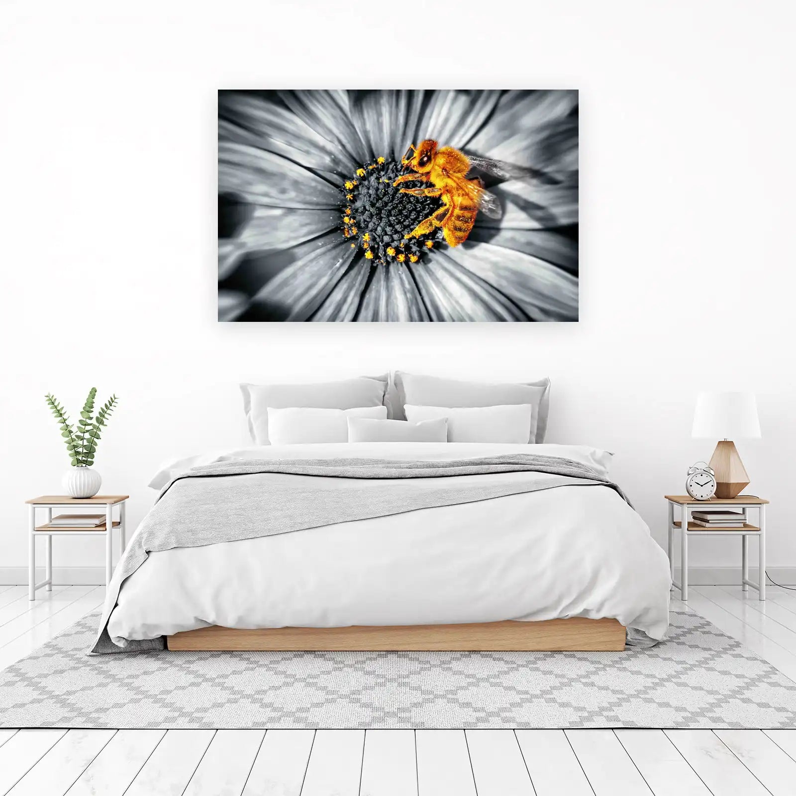 Vibrant Bee on Flower Abstract Wall Art