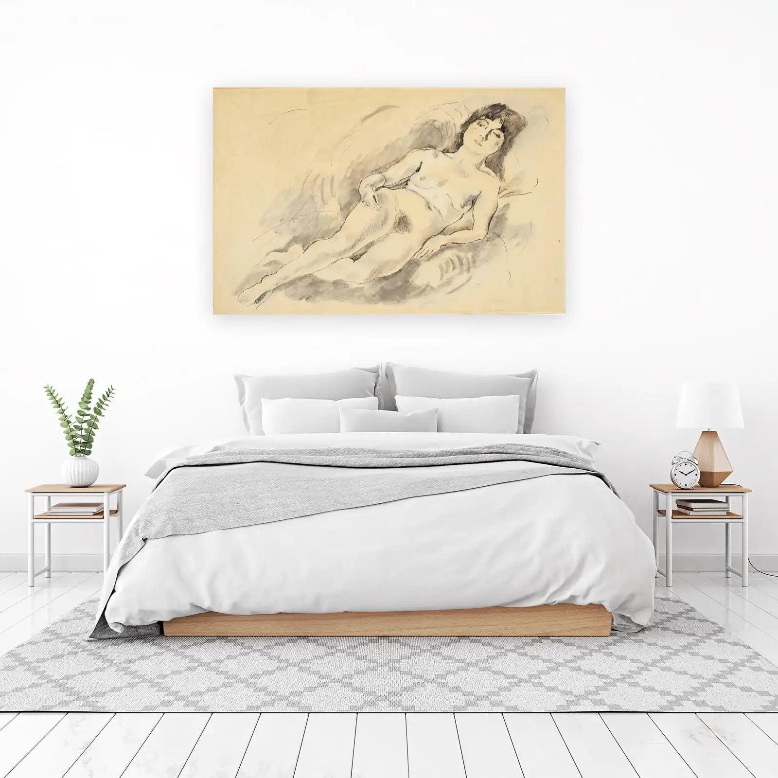 Elegant Nude Charcoal Sketch Wall Art