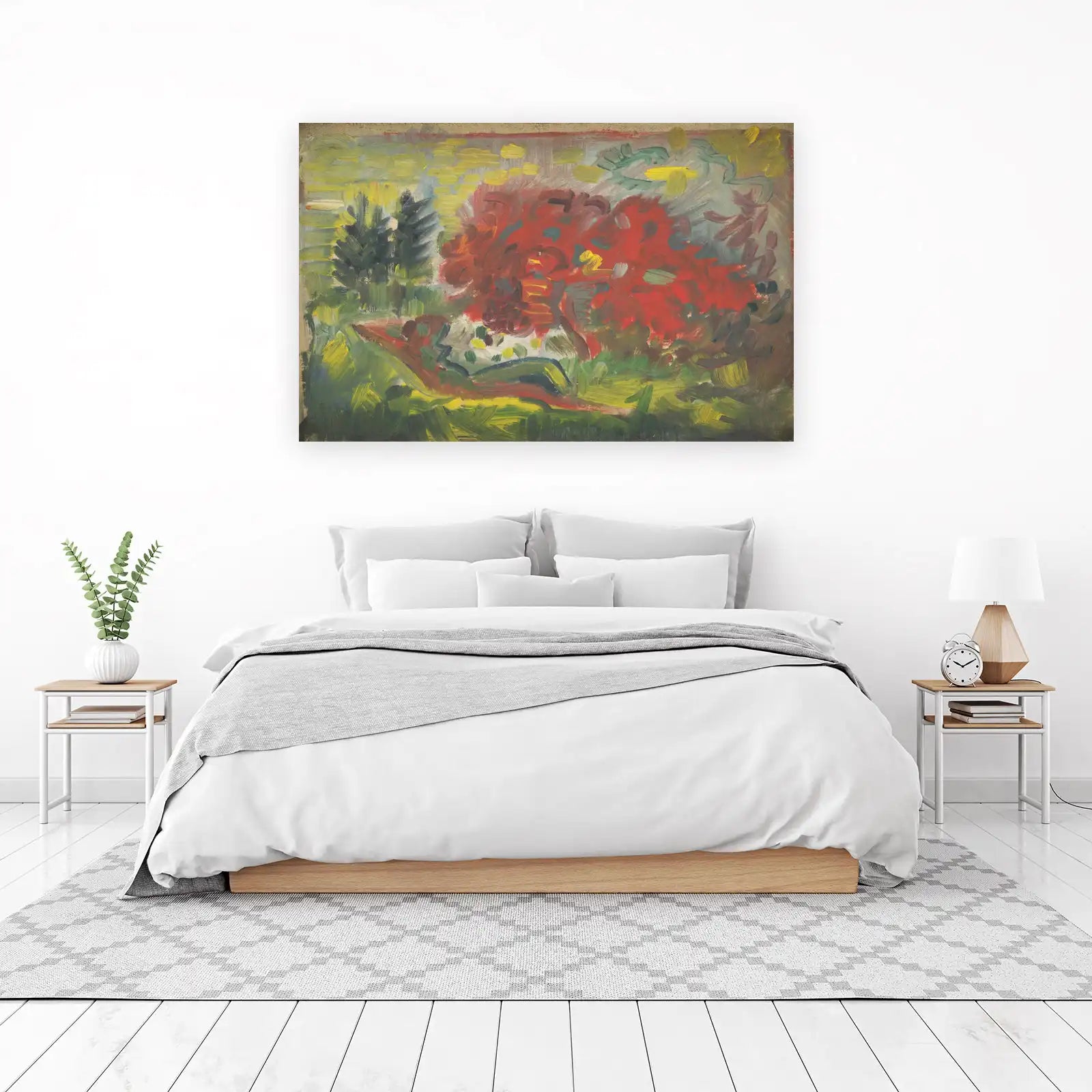 Vibrant Red Tree Relaxation Wall Art