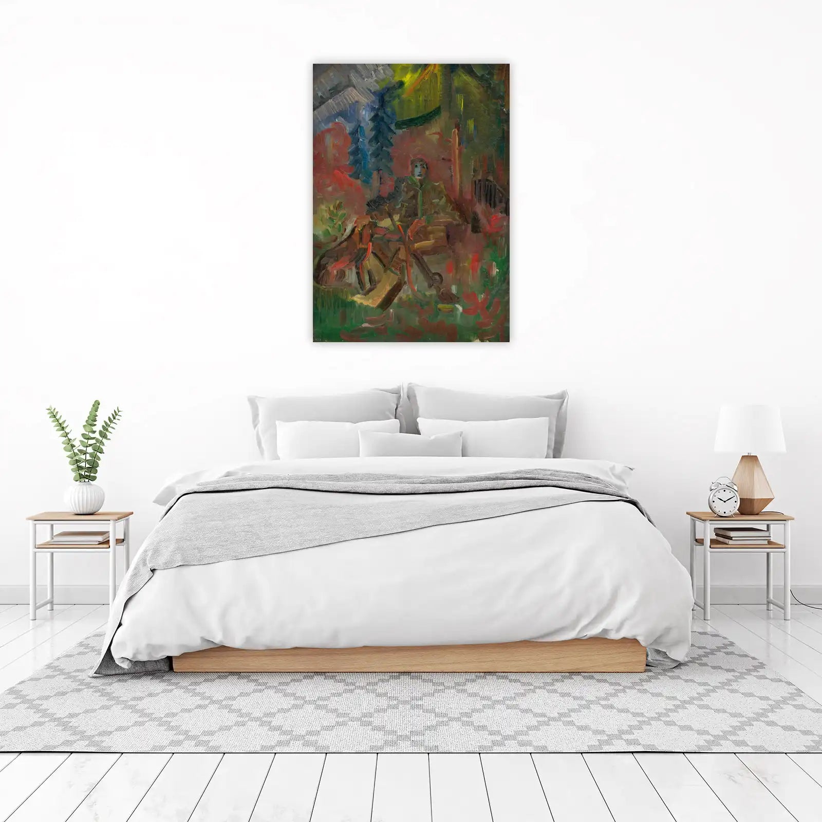 Man & Dog in Forest Impressionist Wall Art