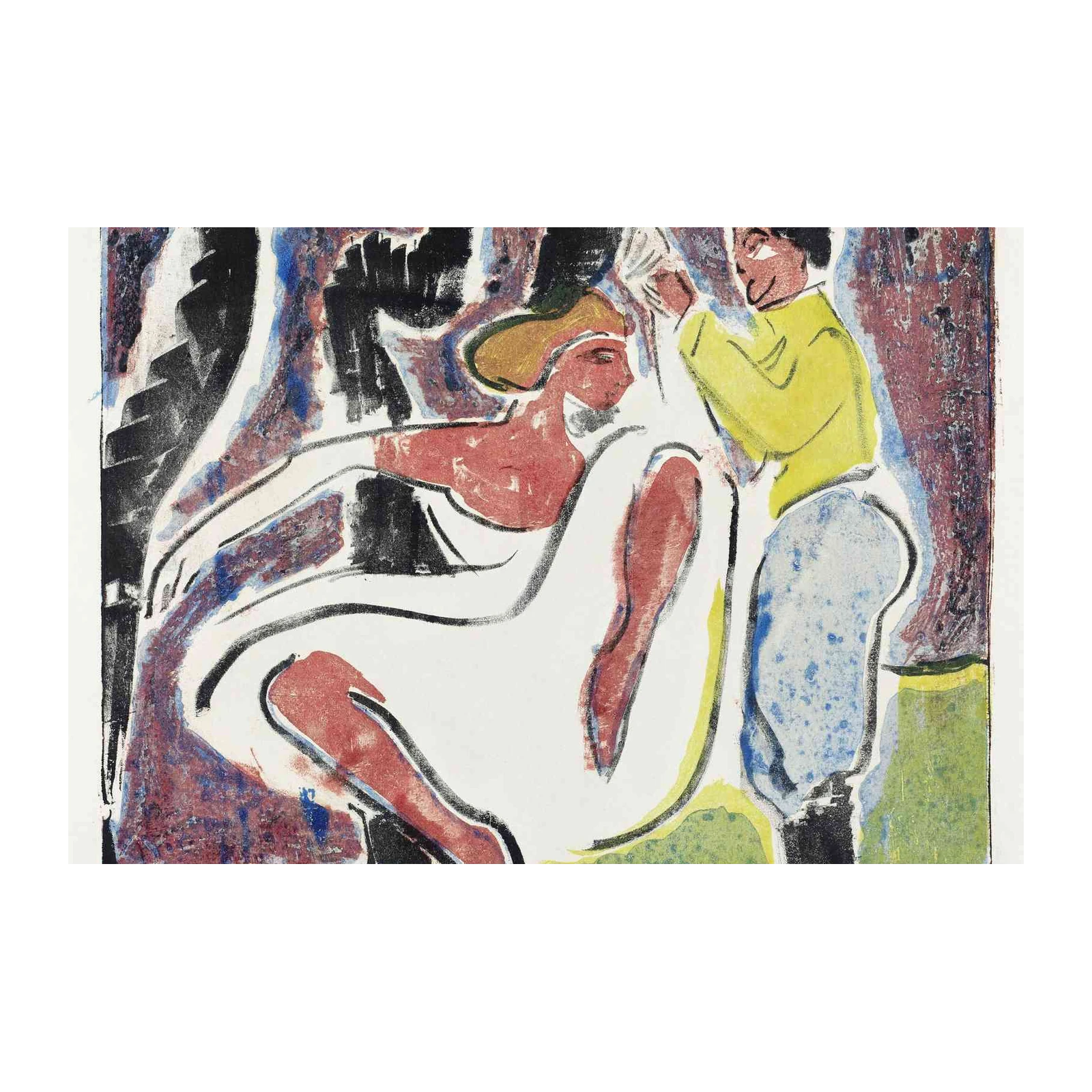 Expressive Figures Couple Art Wall Art