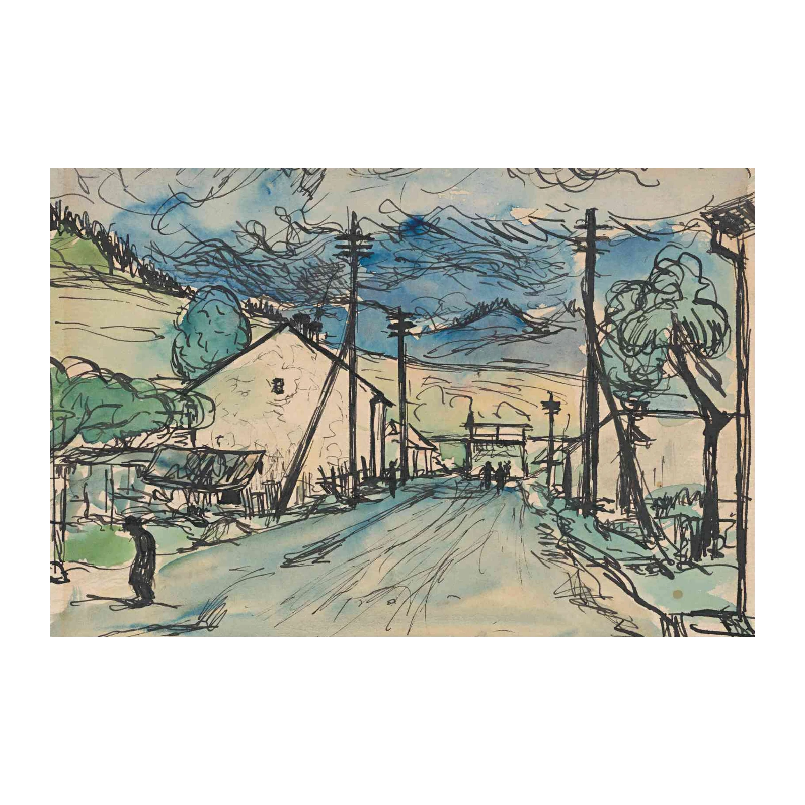 Impressionistic Village Scene Wall Art