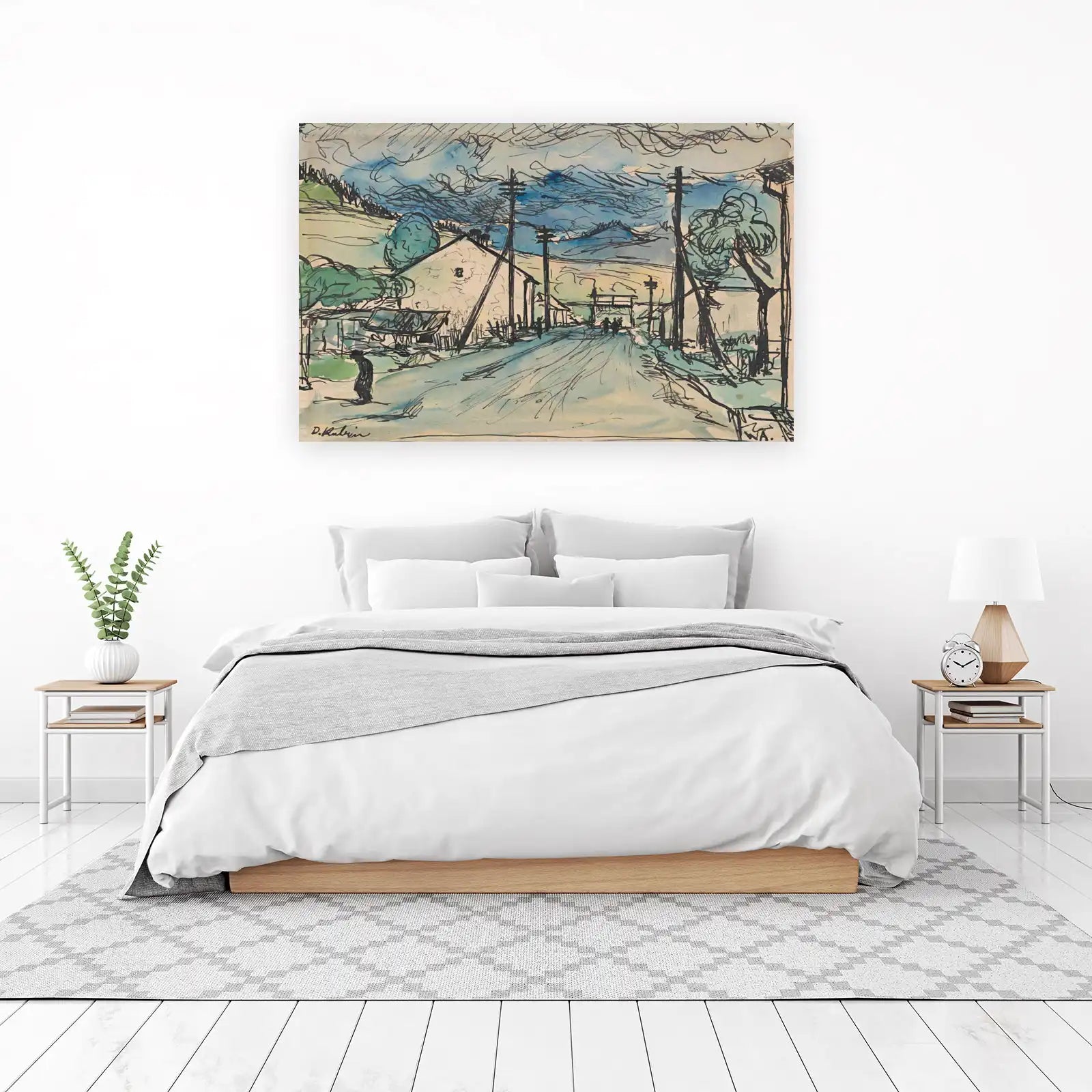 Impressionistic Village Scene Wall Art