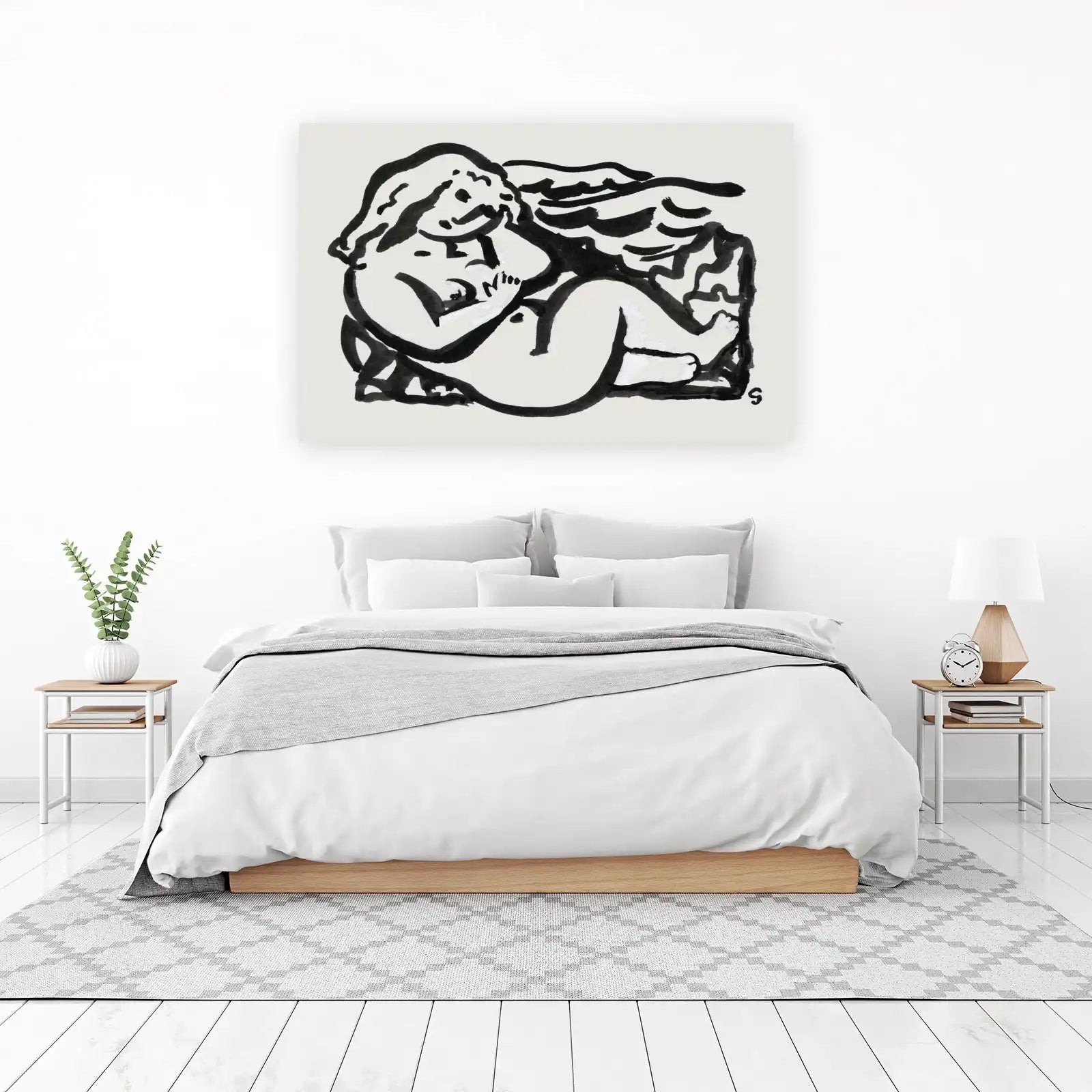 Abstract Nude Figure Black & White Wall Art