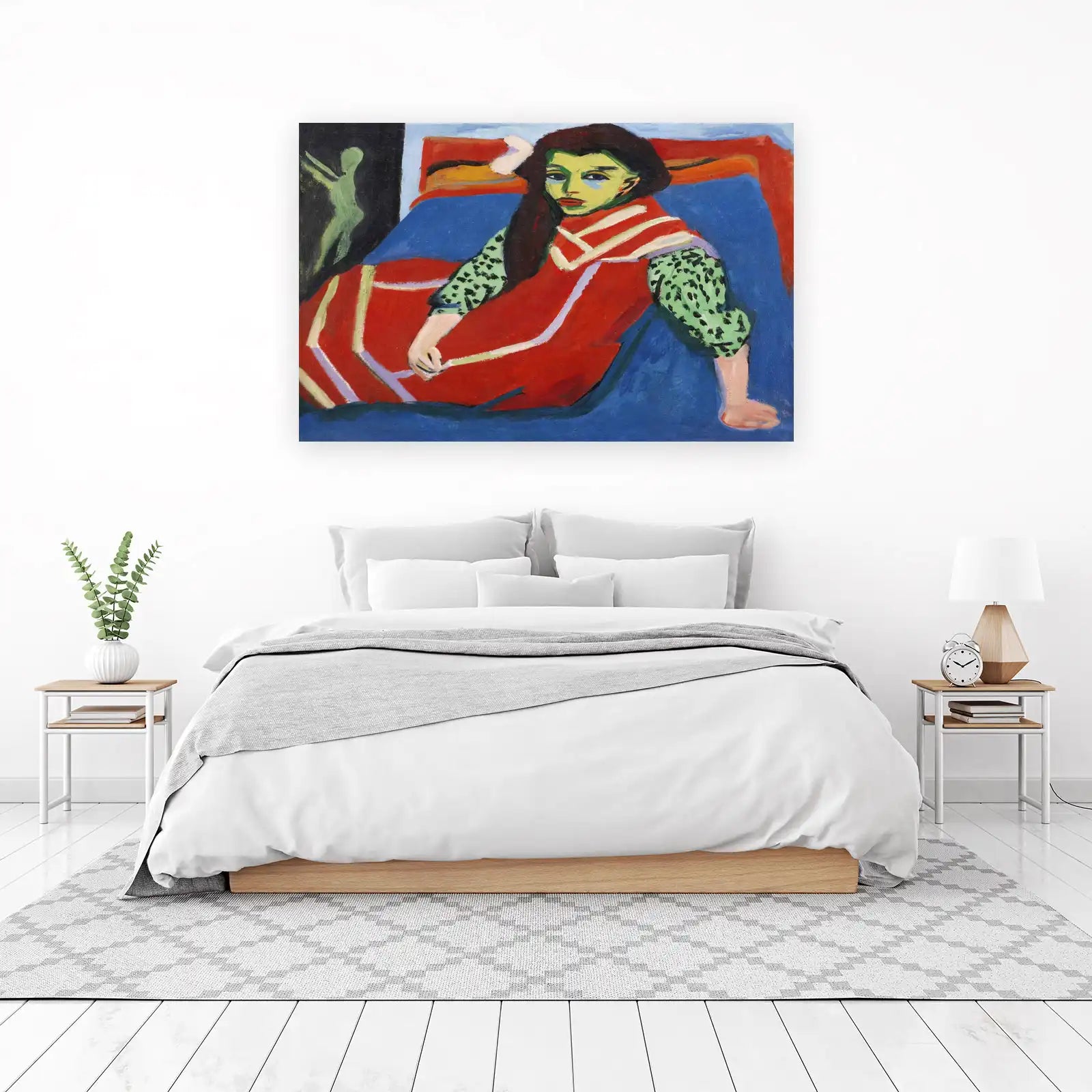 Vibrant Portrait Woman Red Dress Wall Art