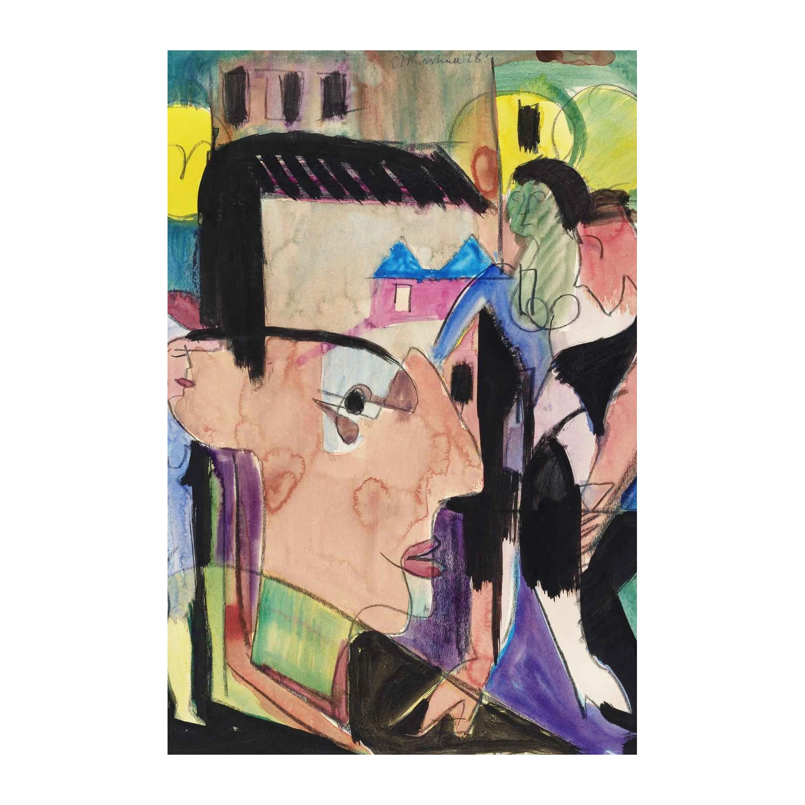 Expressive Portrait Vibrant Figures Wall Art
