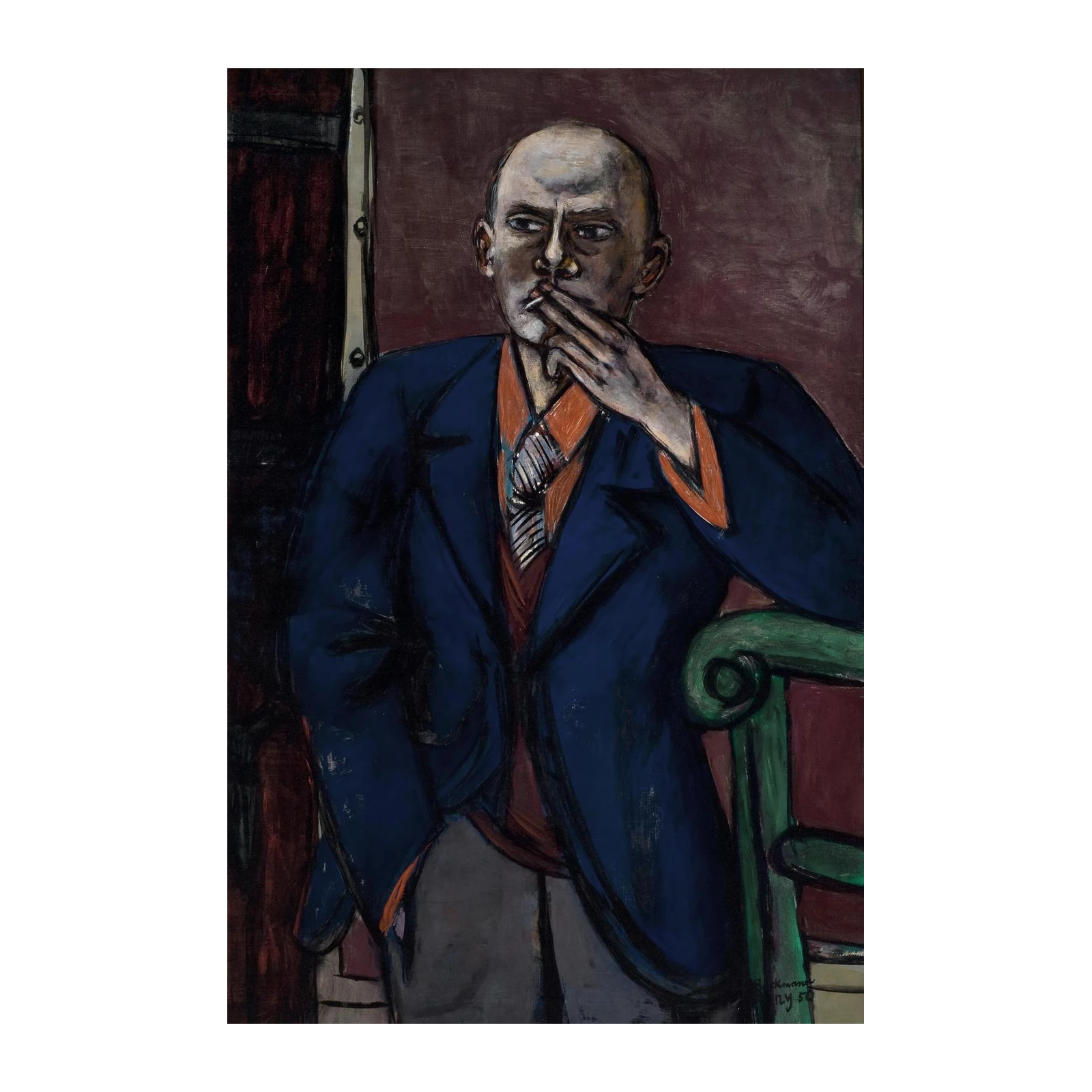 Intense Man Portrait Blue Suit Wall Art