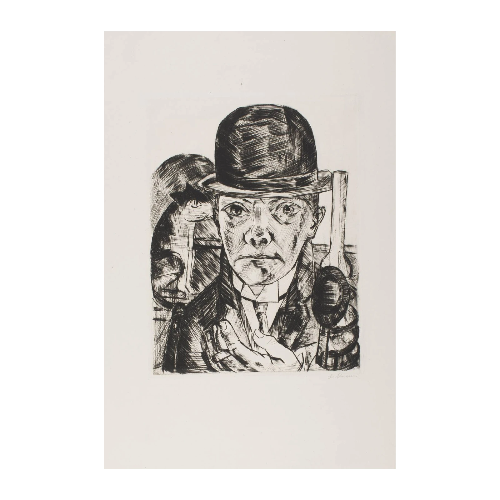 Intense Self-Portrait with Top Hat Wall Art