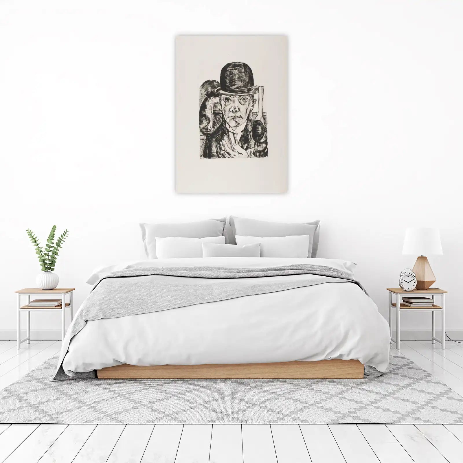 Intense Self-Portrait with Top Hat Wall Art