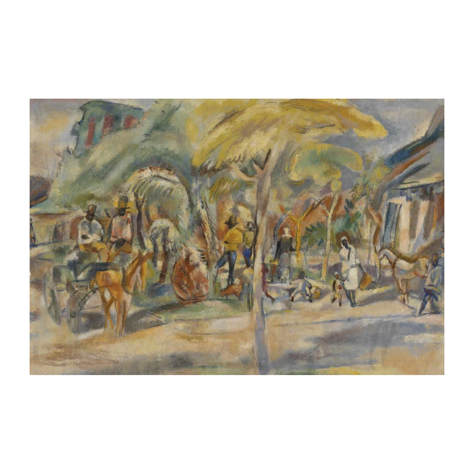 Impressionist Village Life Wall Art
