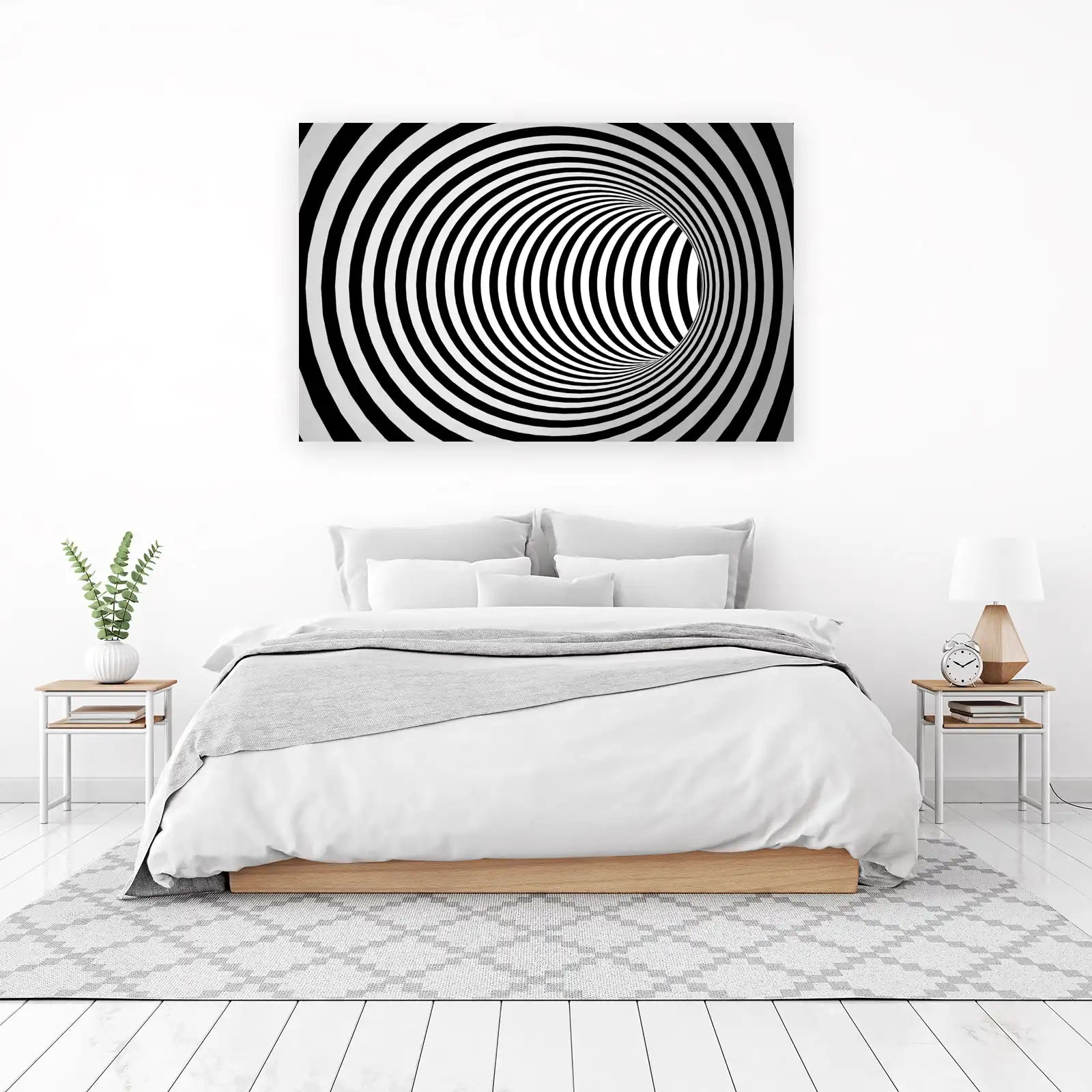 Hypnotic Tunnel Black & White Wall Art