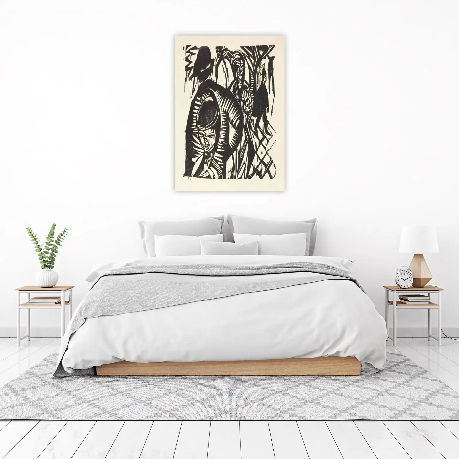 Expressive Figures Woodcut Wall Art