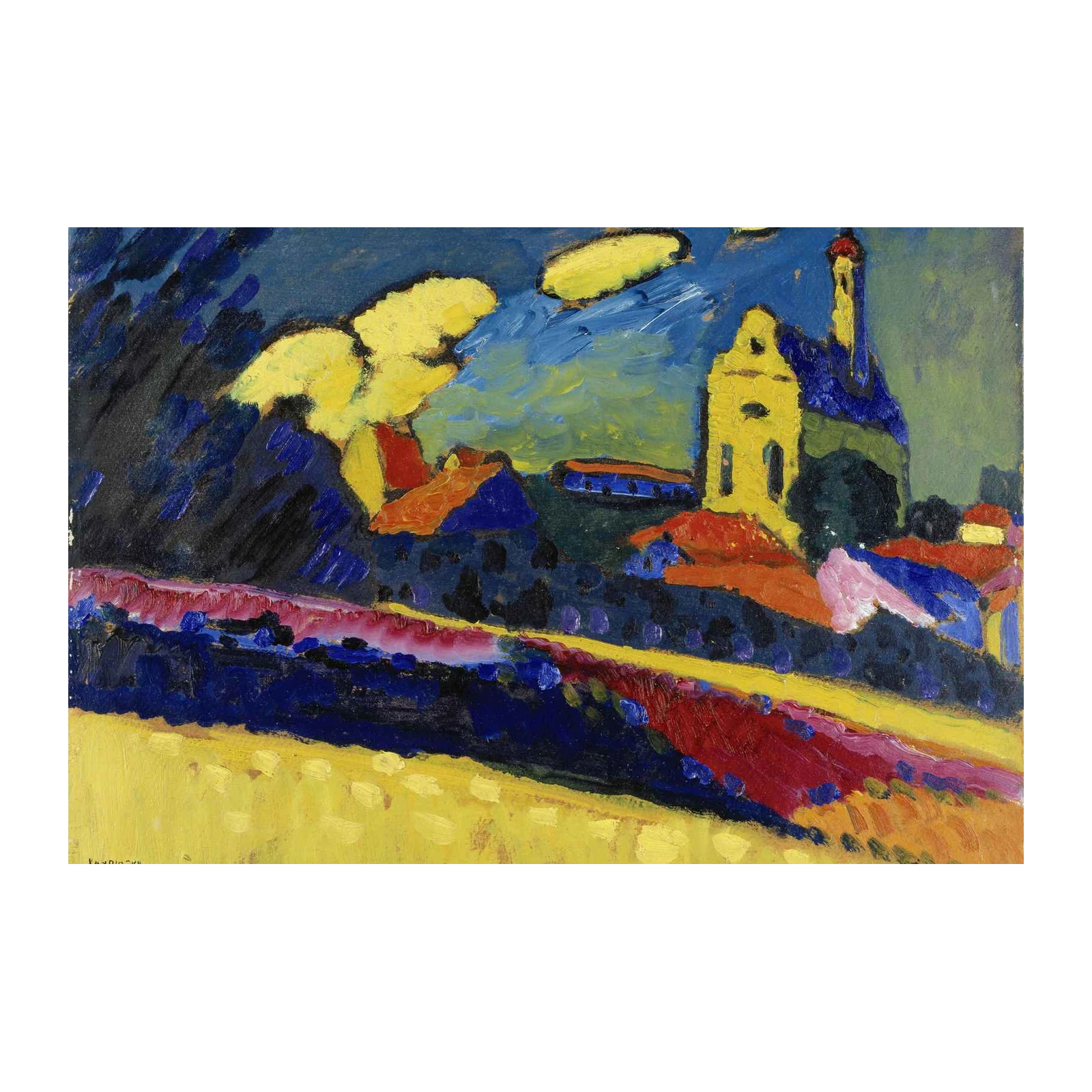 Vibrant Village Landscape Wall Art
