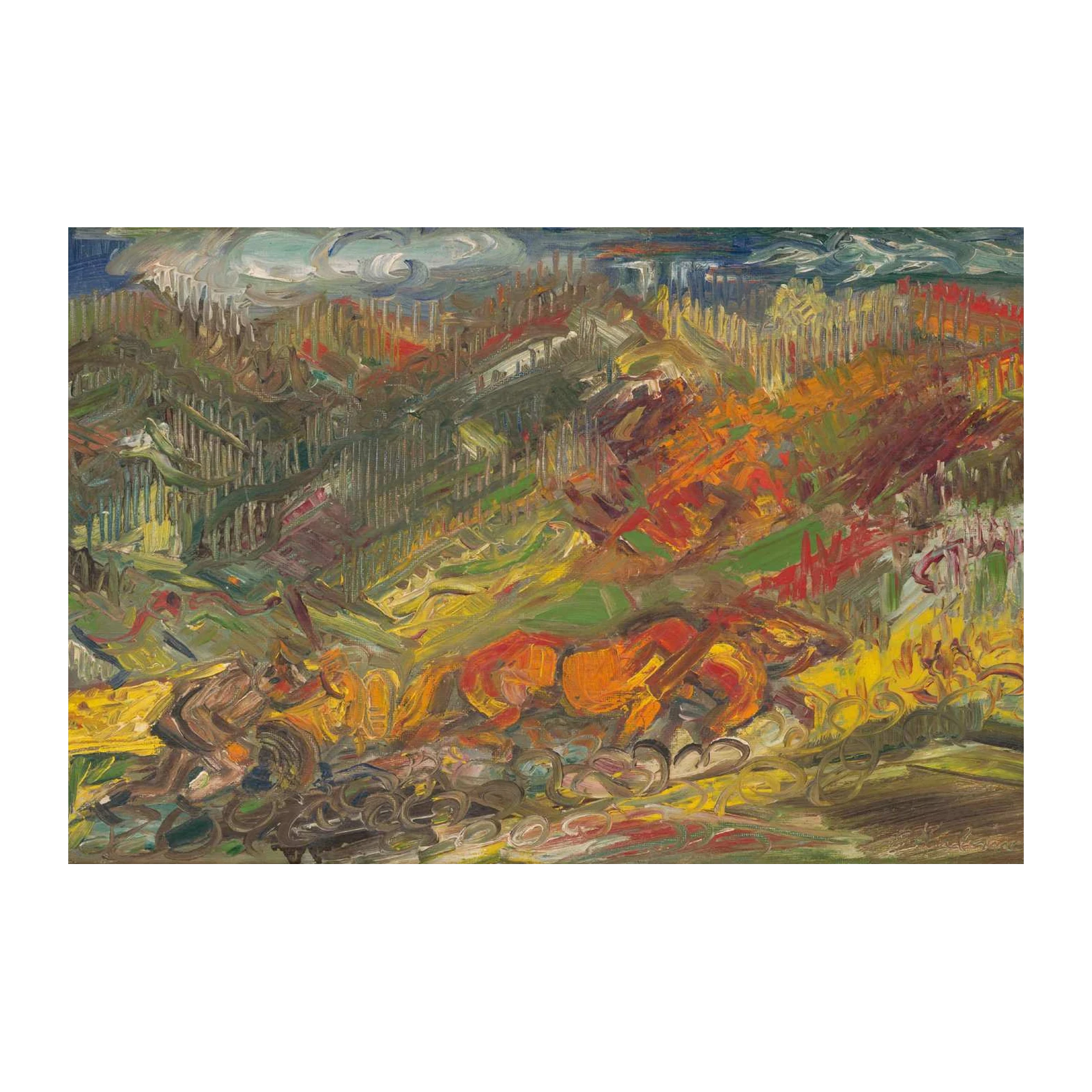 Expressive Horse Landscape Oil Painting Wall Art