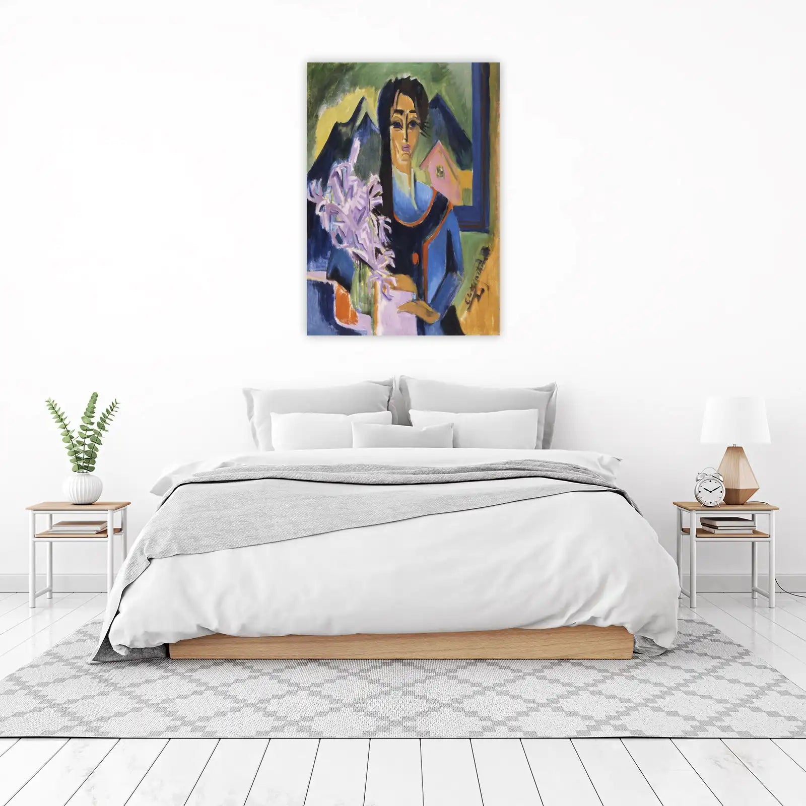 Expressive Portrait with Lilies Wall Art