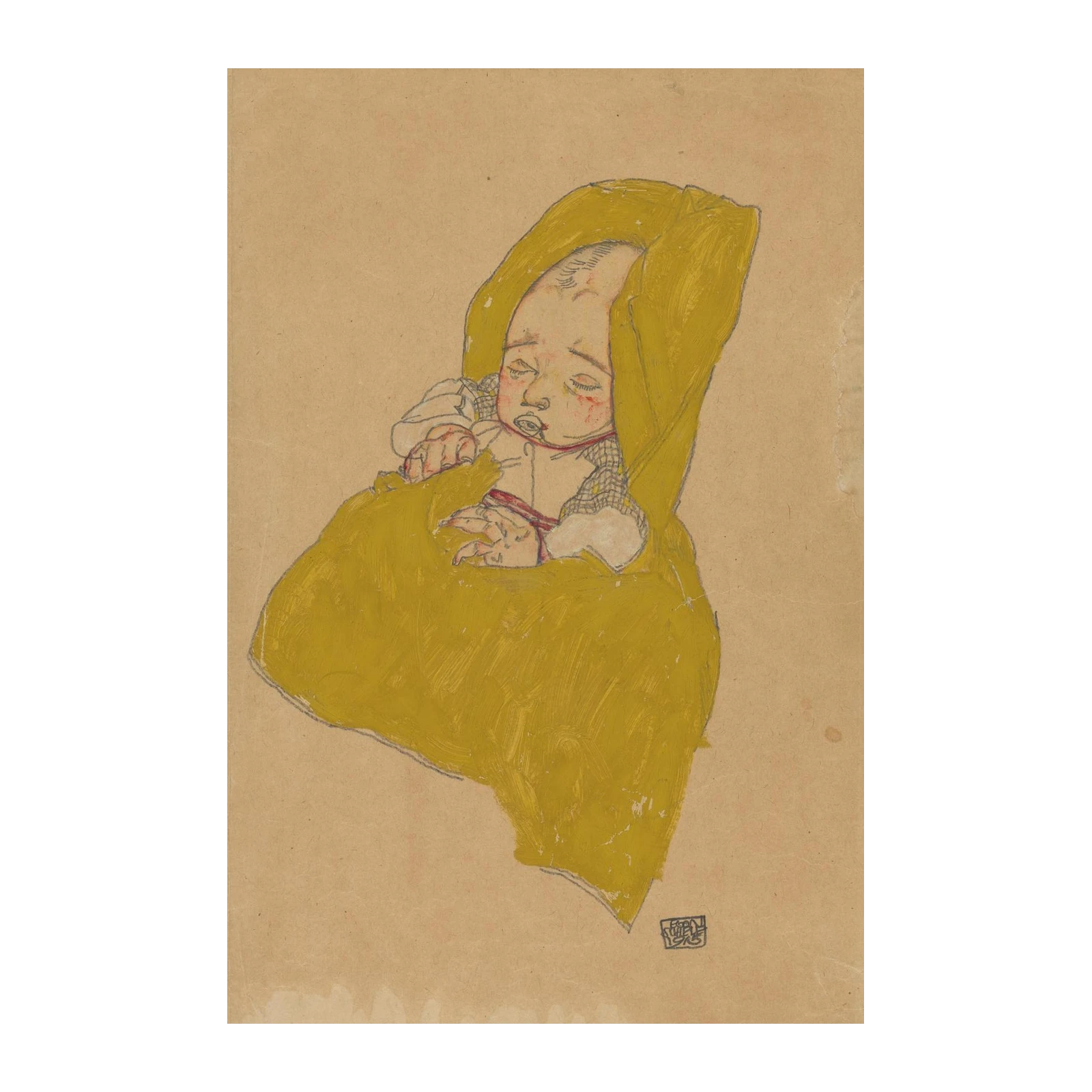 Tender Baby Portrait Yellow Art Wall Art