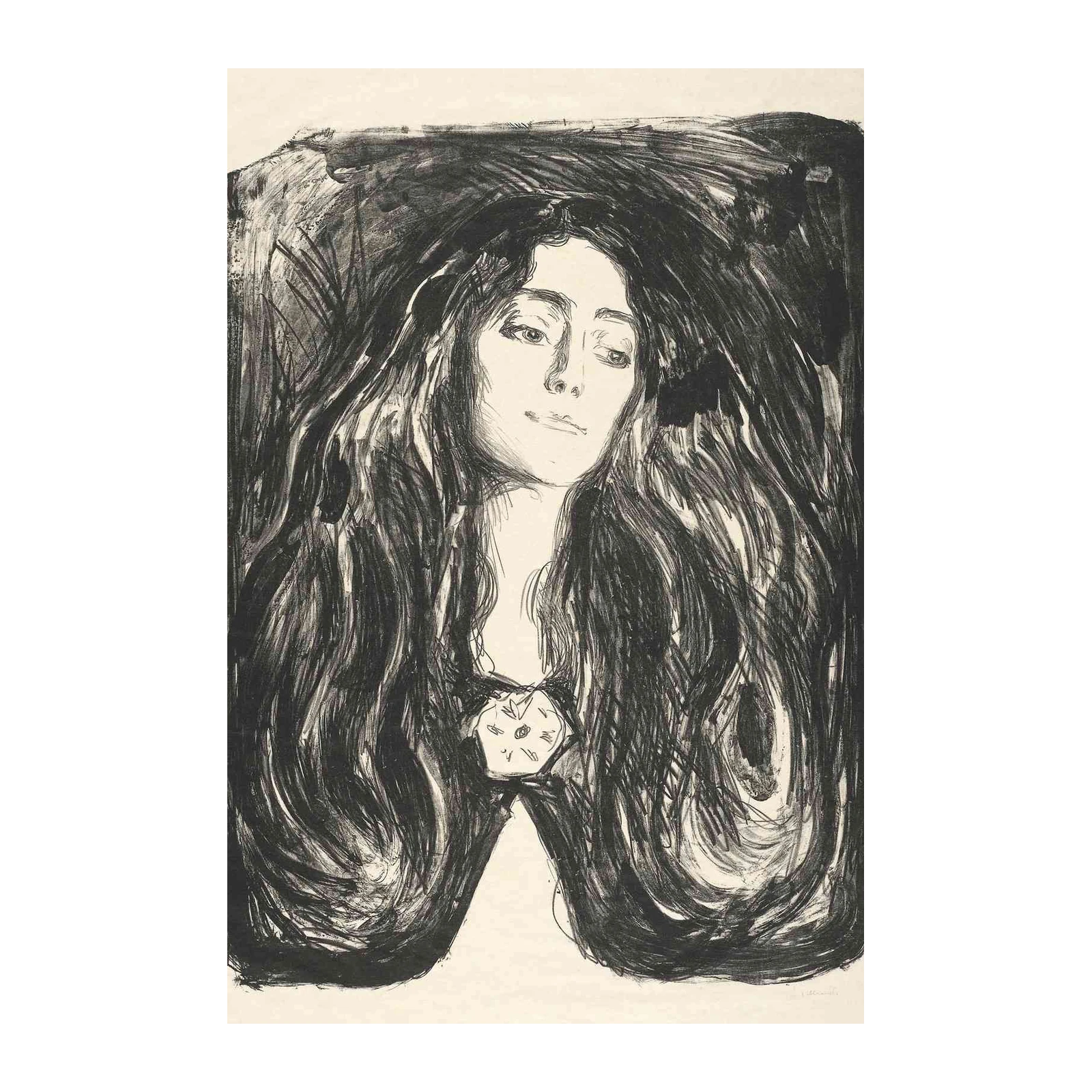 Intense Portrait Woman with Long Hair Wall Art