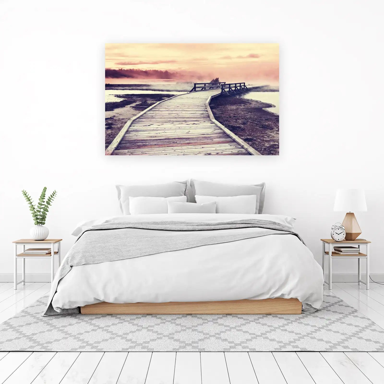 Misty Boardwalk Path Wall Art