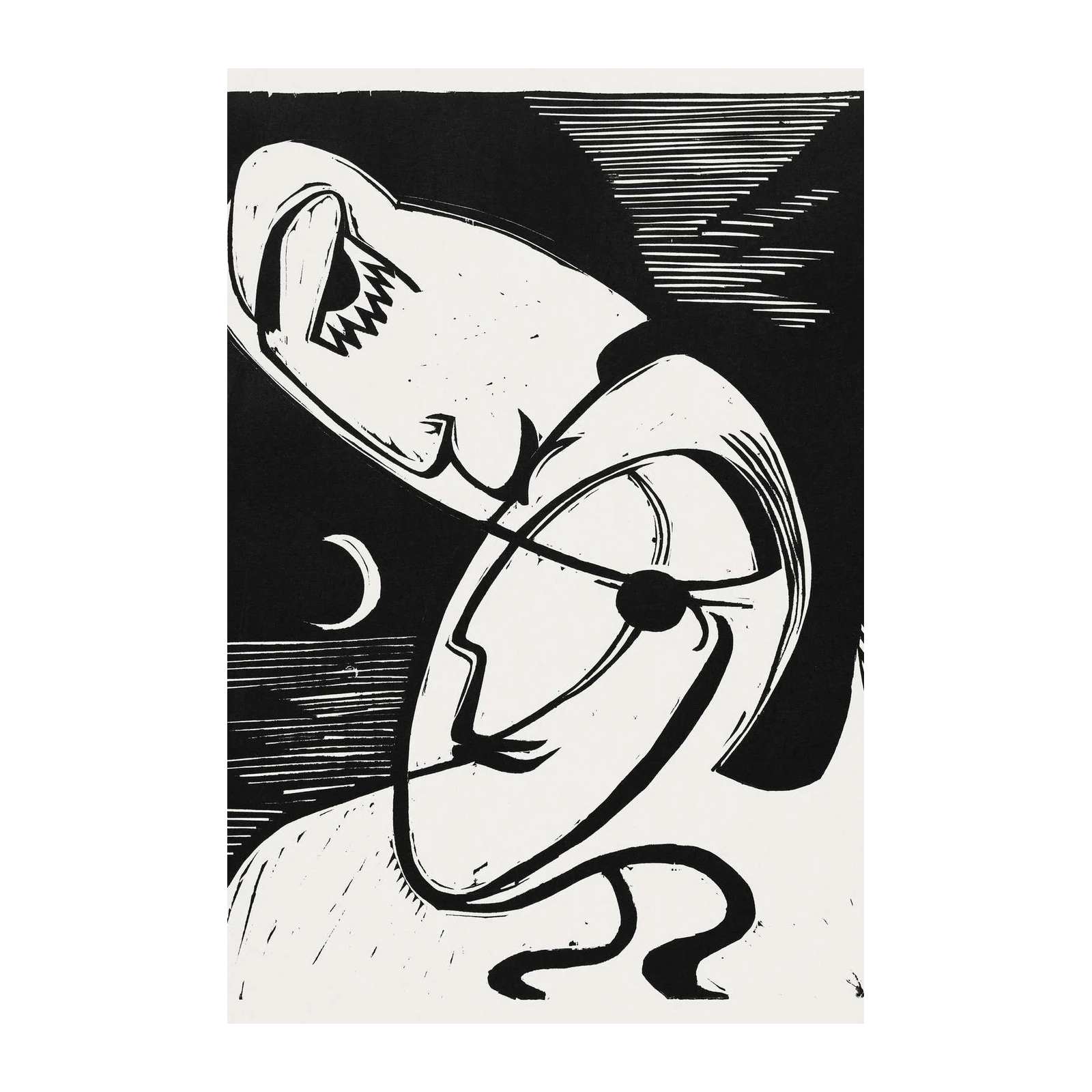 Abstract Faces Woodcut Wall Art