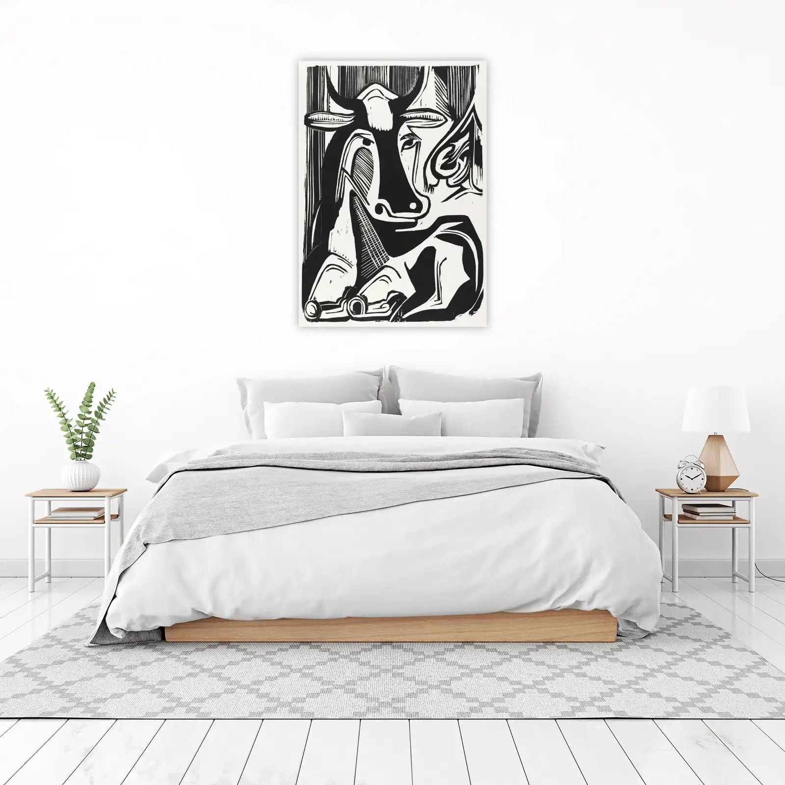 Bold Bull Linocut Wall Art
