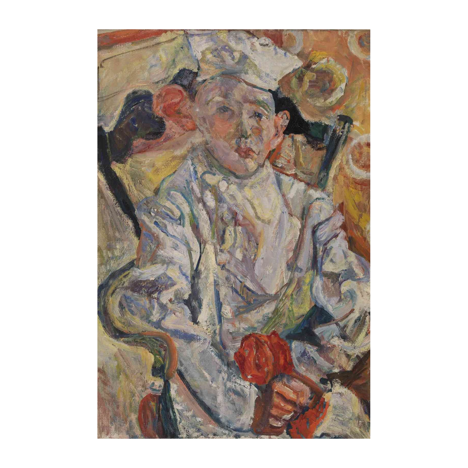 Impressionist Portrait Red Rose Wall Art