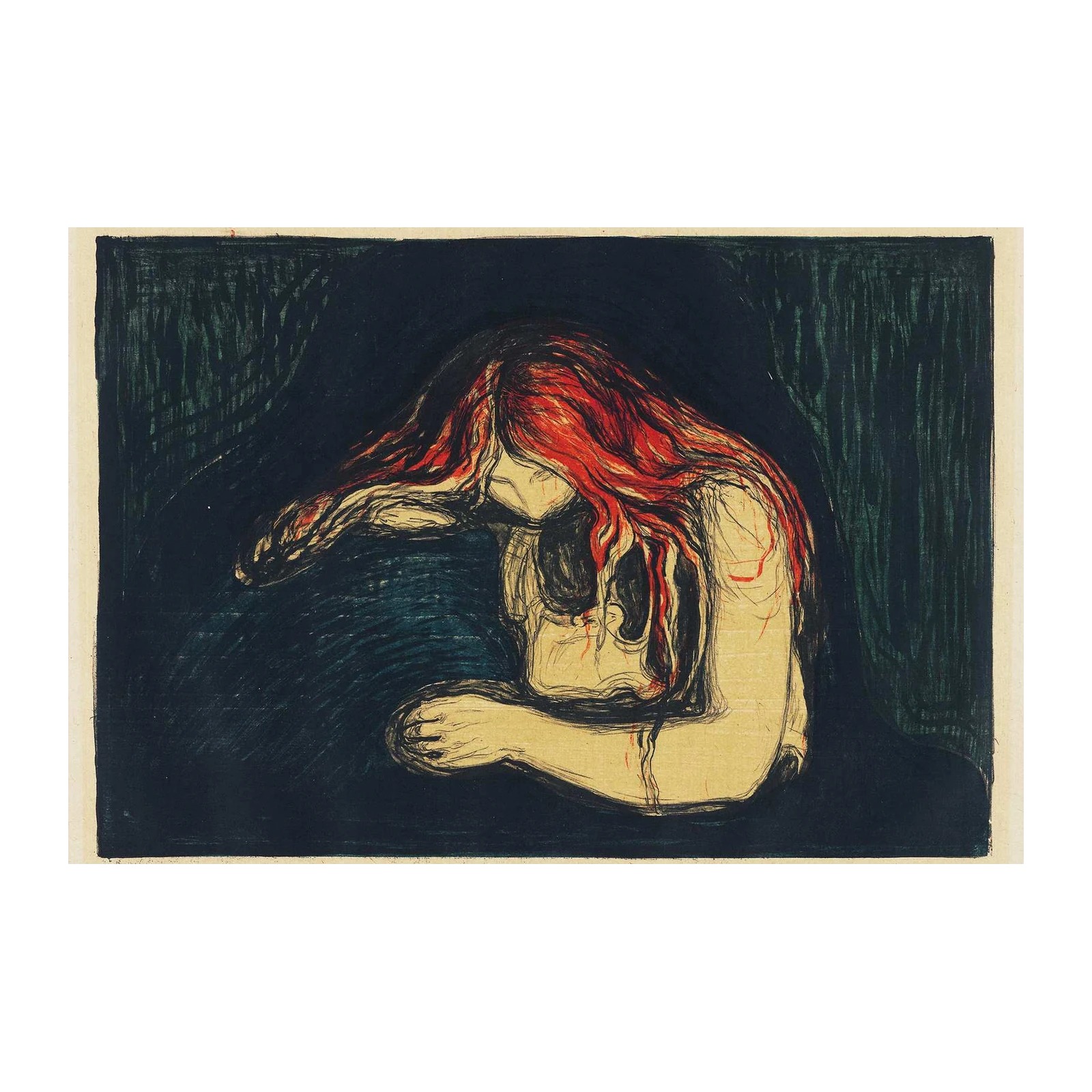 Melancholy Woman Red Hair Wall Art