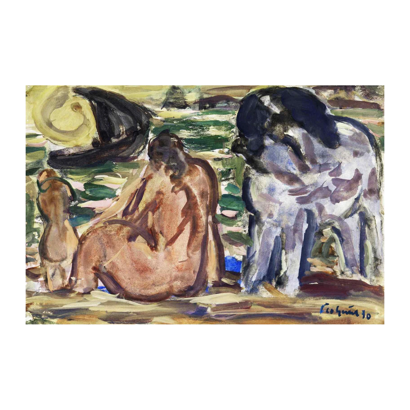 Expressive Figures Seascape Wall Art