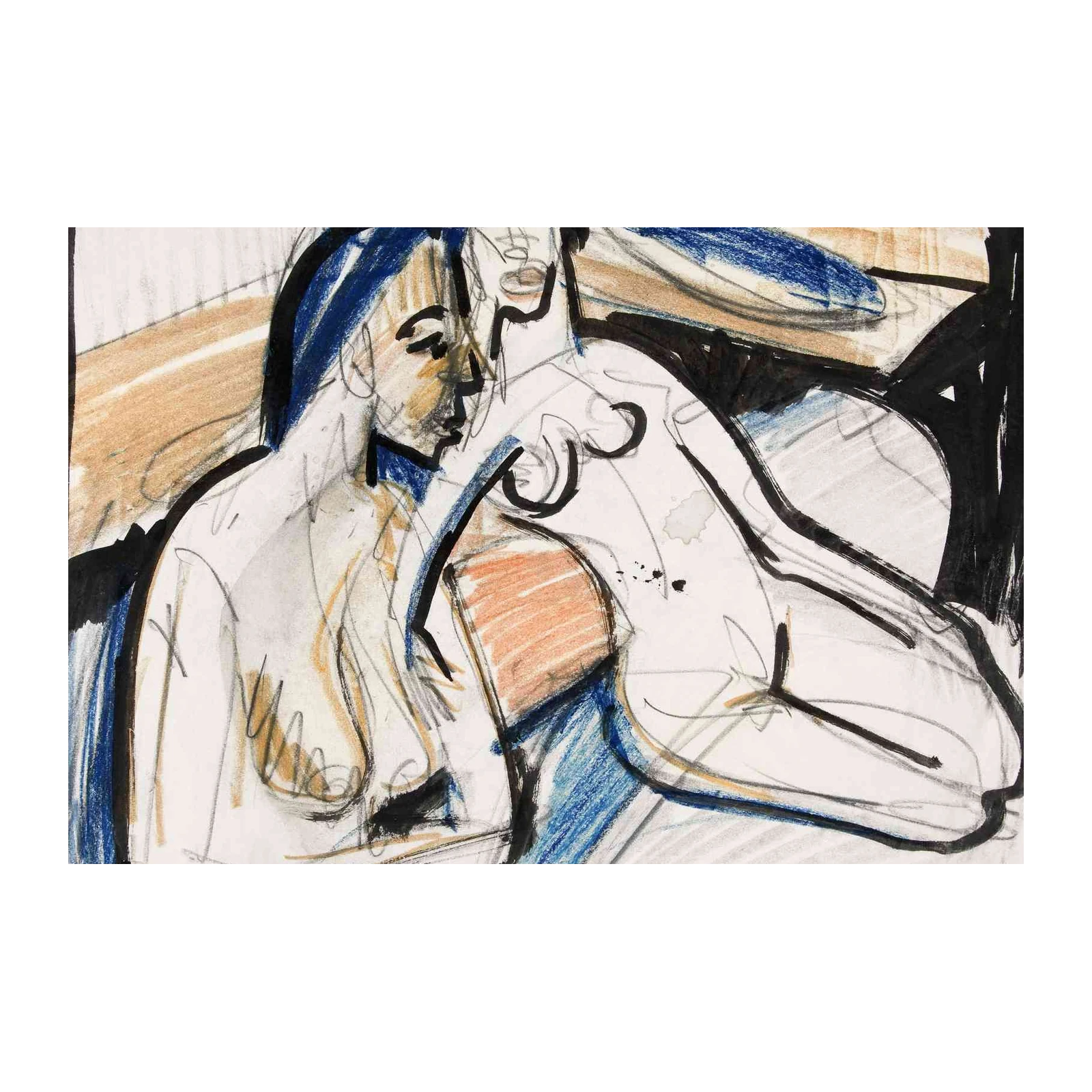 Intimate Embrace Figure Study Wall Art