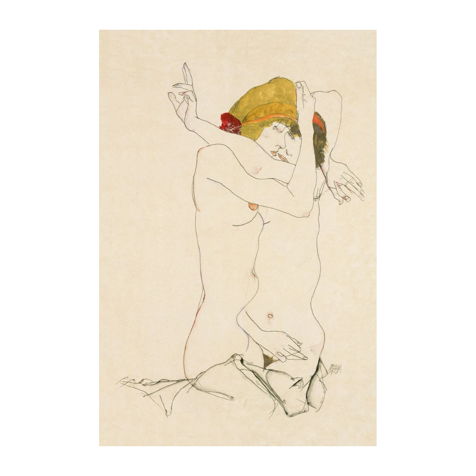 Embrace Lovers Art Nouveau Wall Art