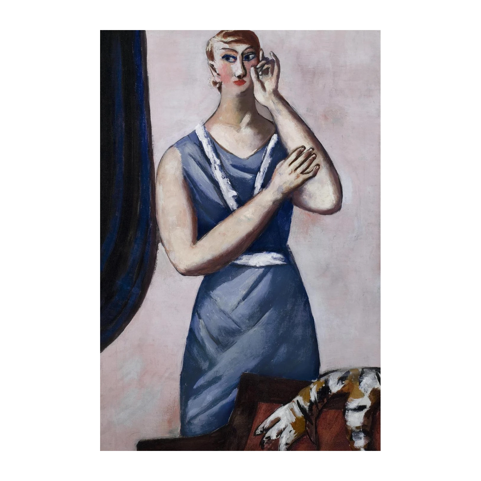 Elegant Woman Blue Dress Portrait Wall Art