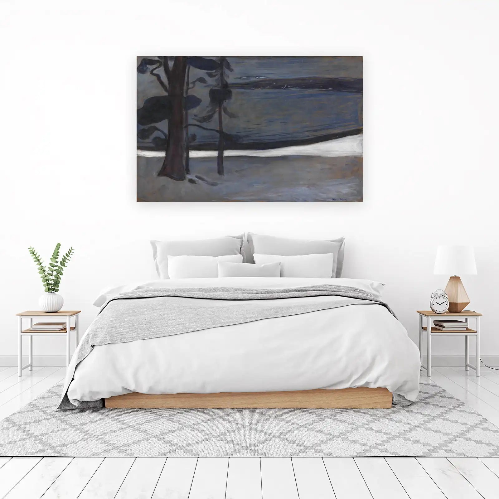 Midnight Forest & Lake Wall Art | Nature Landscape