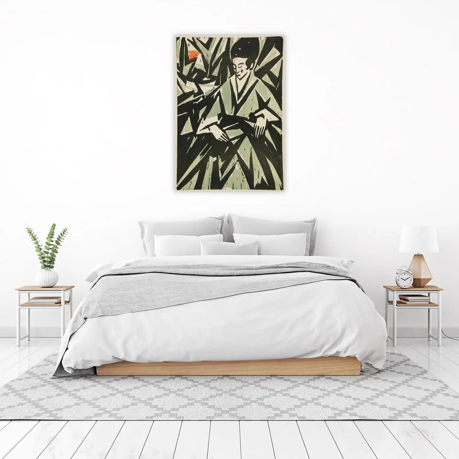 Abstract Woman Portrait Woodcut Wall Art