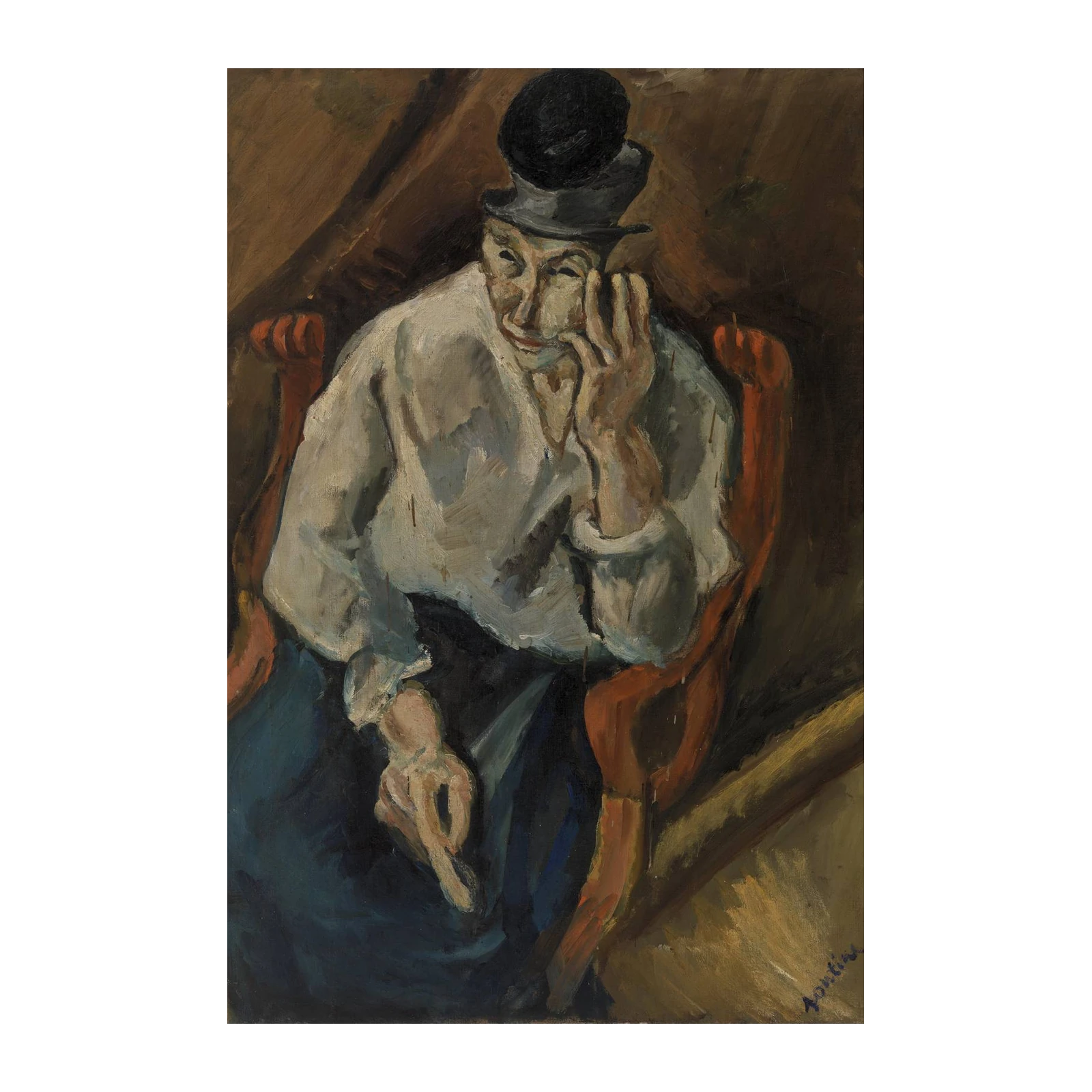Introspective Man in Hat Wall Art