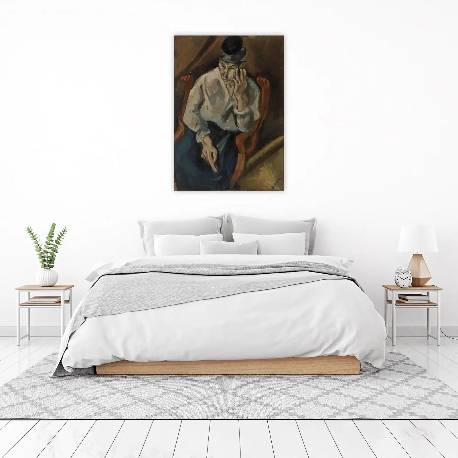 Introspective Man in Hat Wall Art