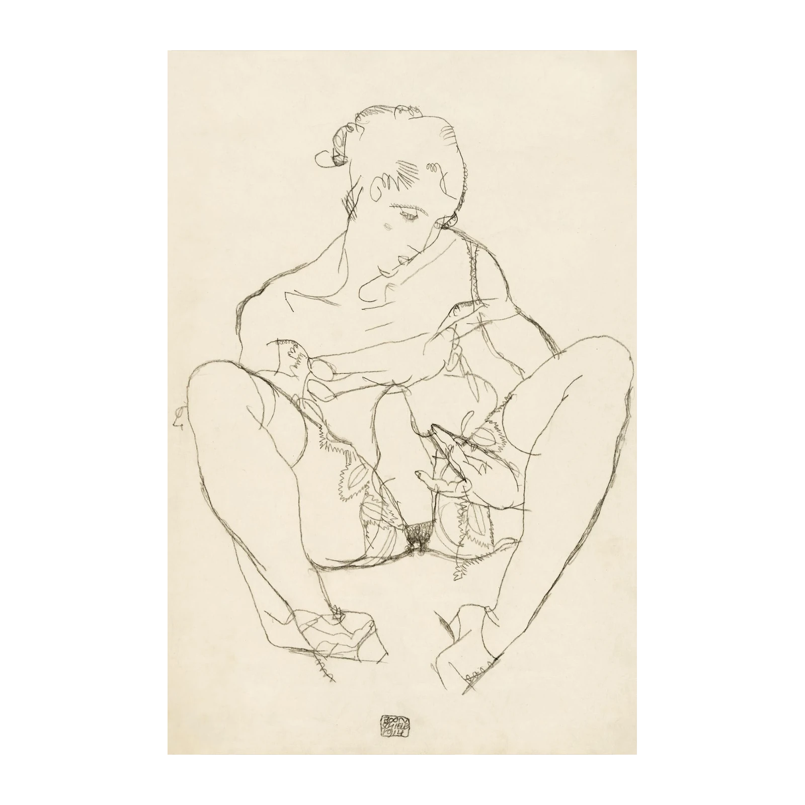 Egon Schiele Figure Study Wall Art | Art Nouveau Nude