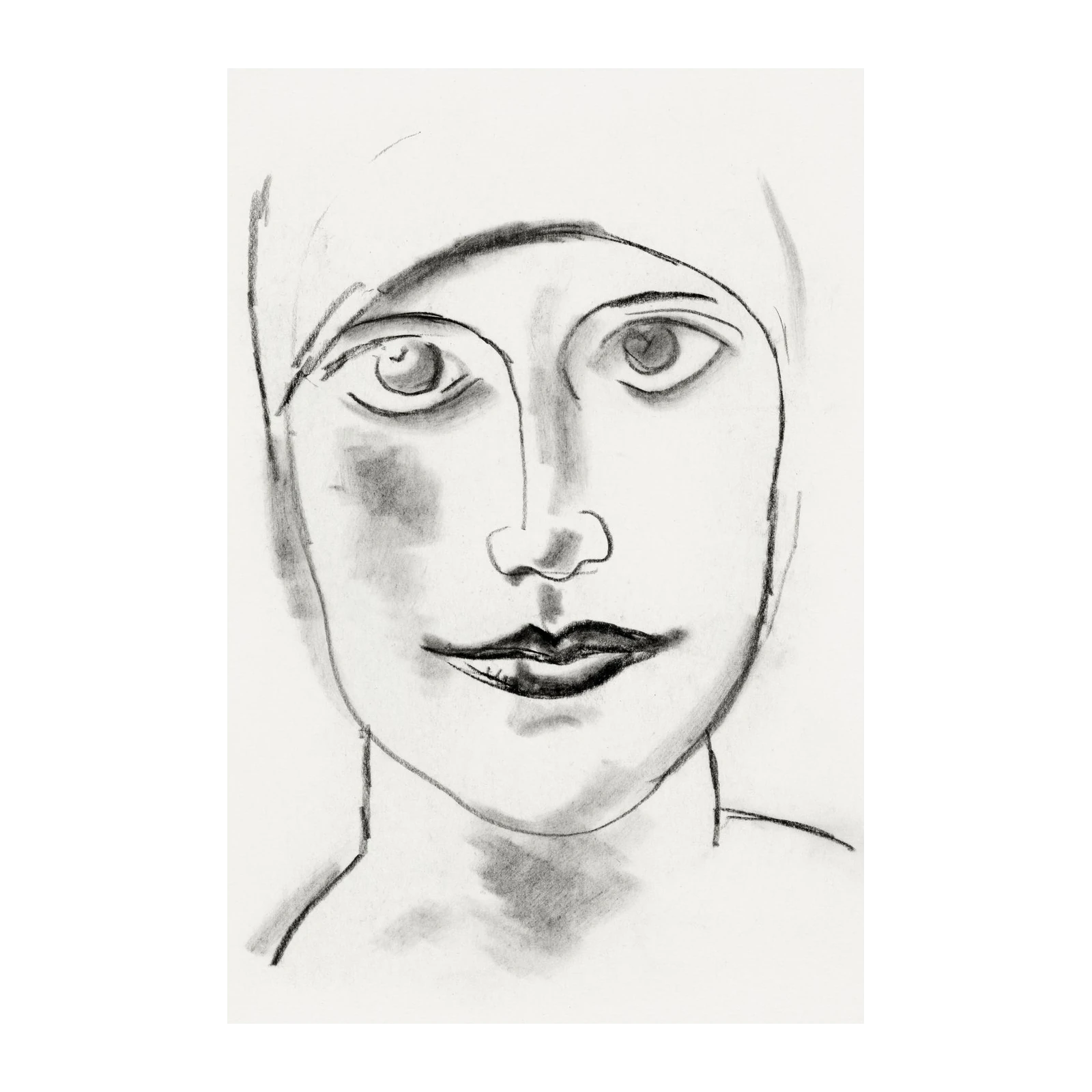 Enigmatic Portrait Charcoal Sketch Wall Art