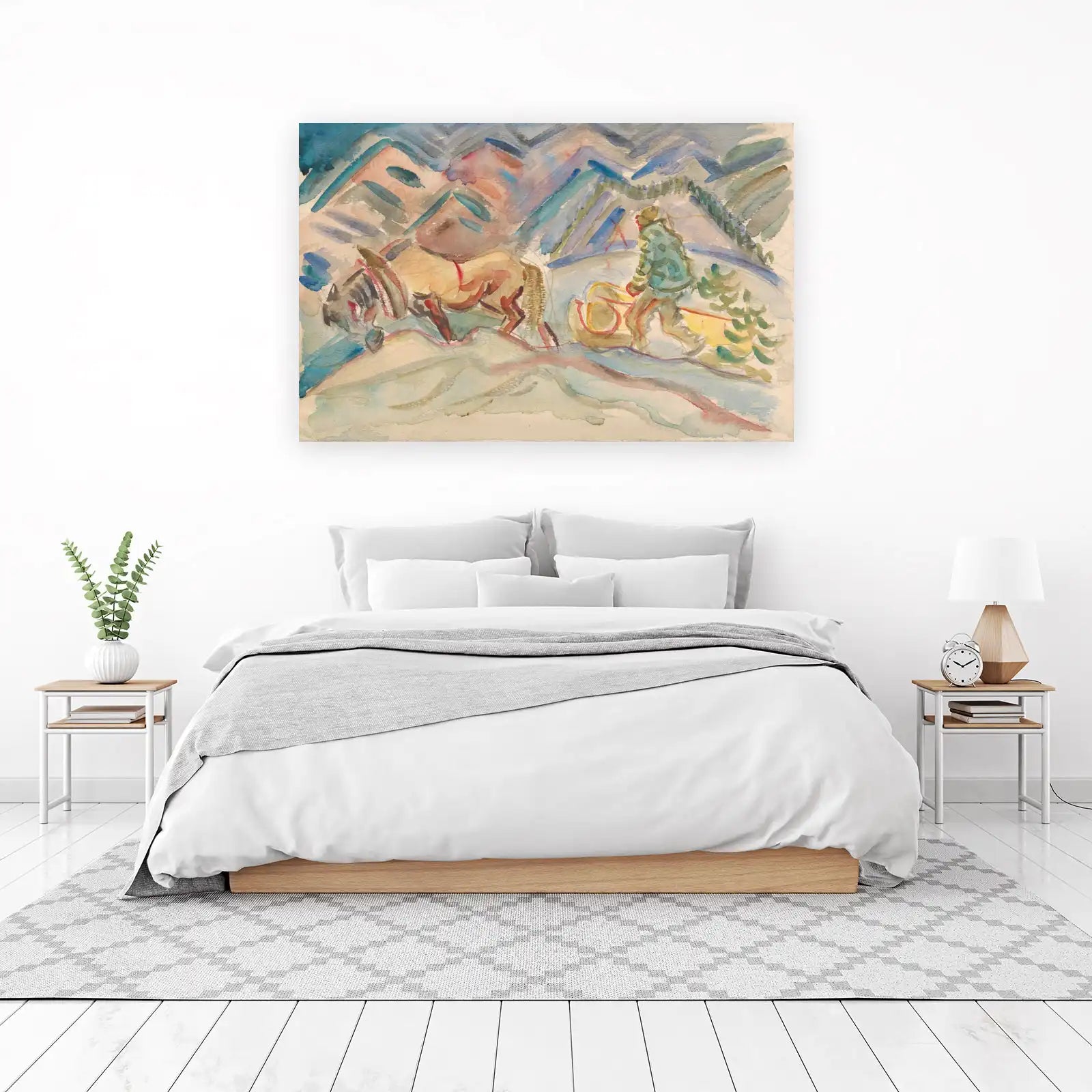 Winter Snow Scene Horse Sleigh Wall Art