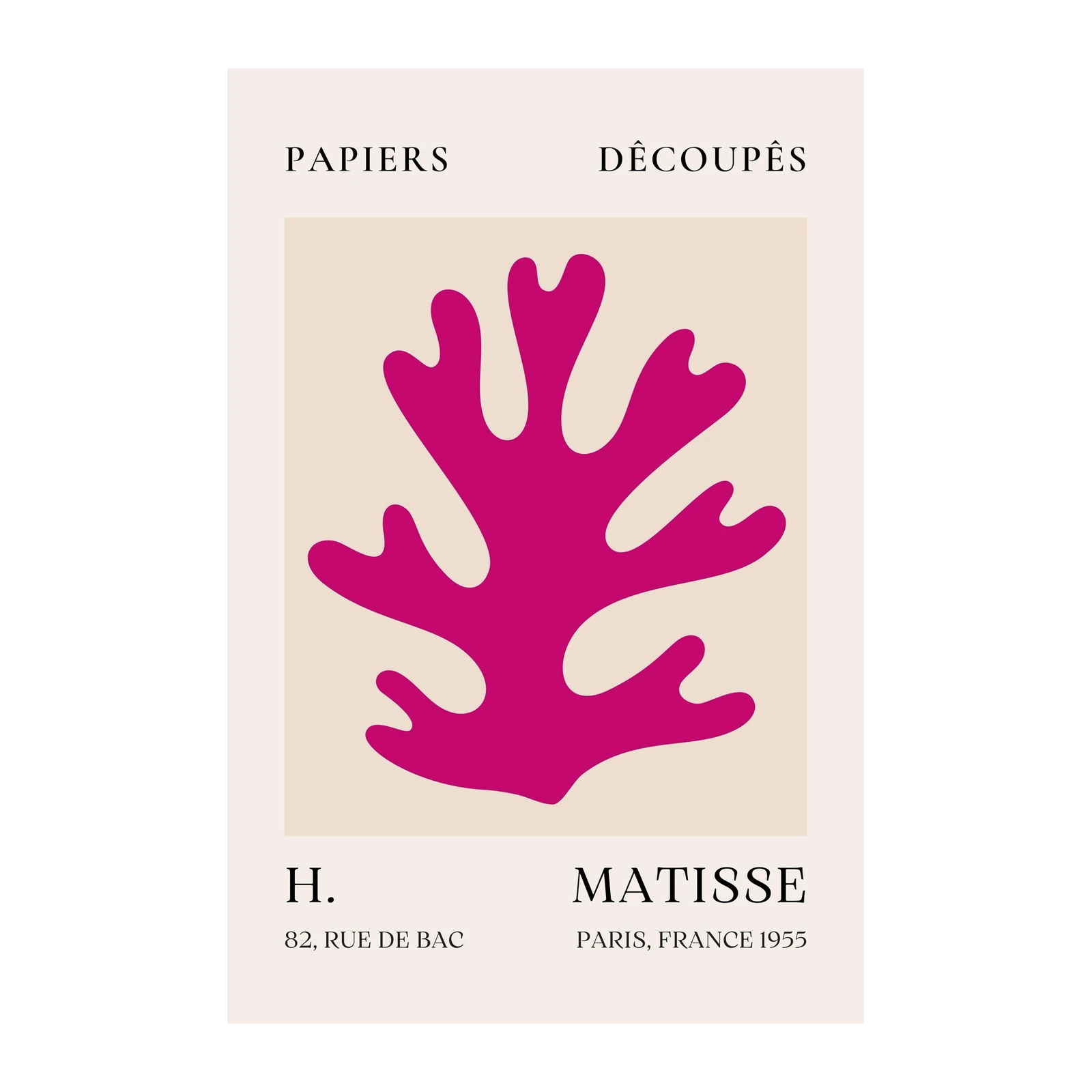 Bold Pink Coral Matisse Cutout Wall Art