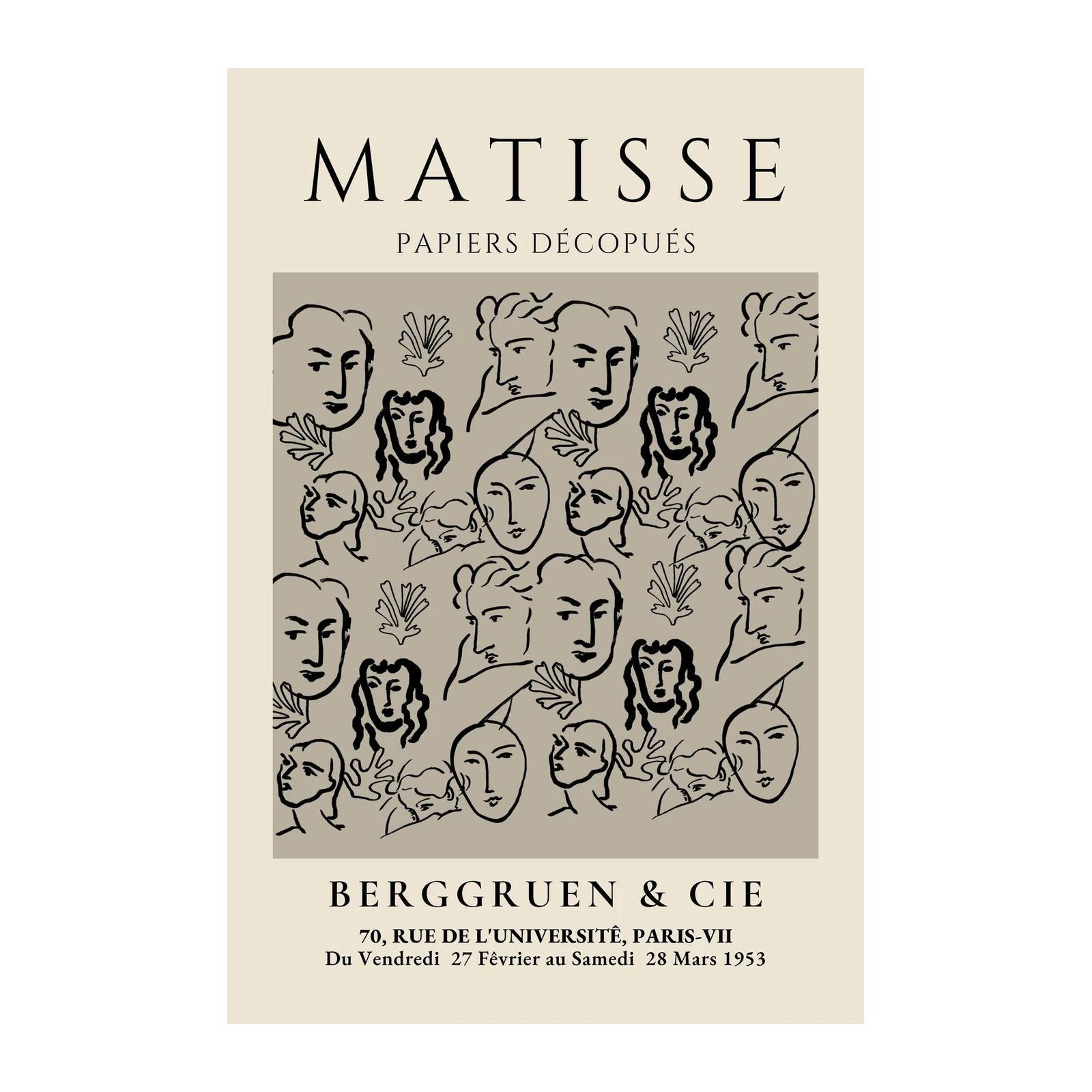 Vintage Matisse Face Collage Wall Art