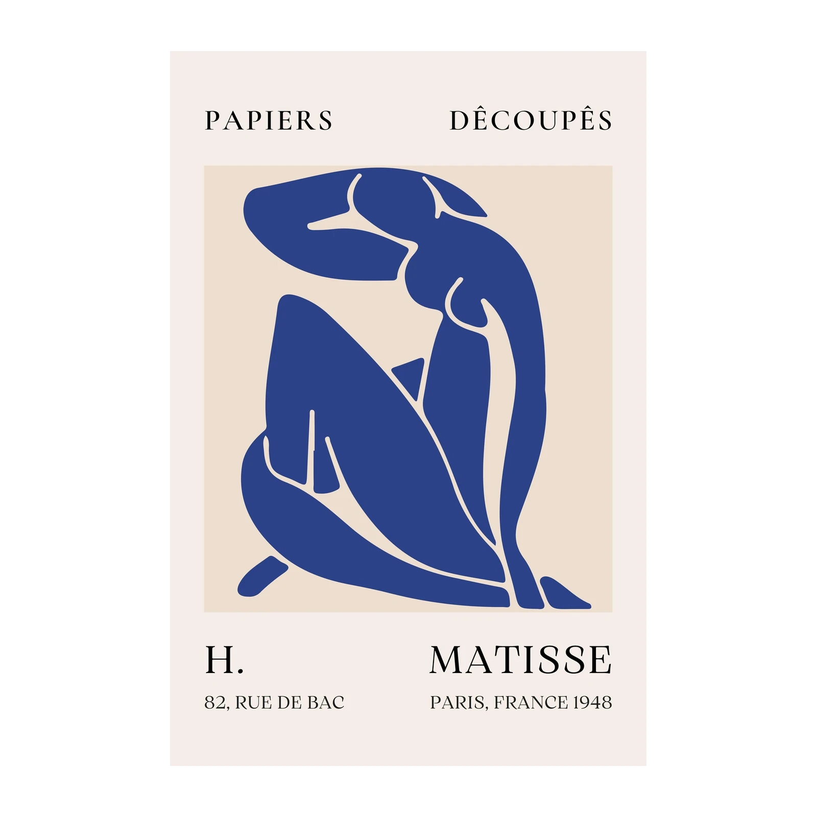 Blue Nude Matisse Inspired Papel DeCoupé Wall Art